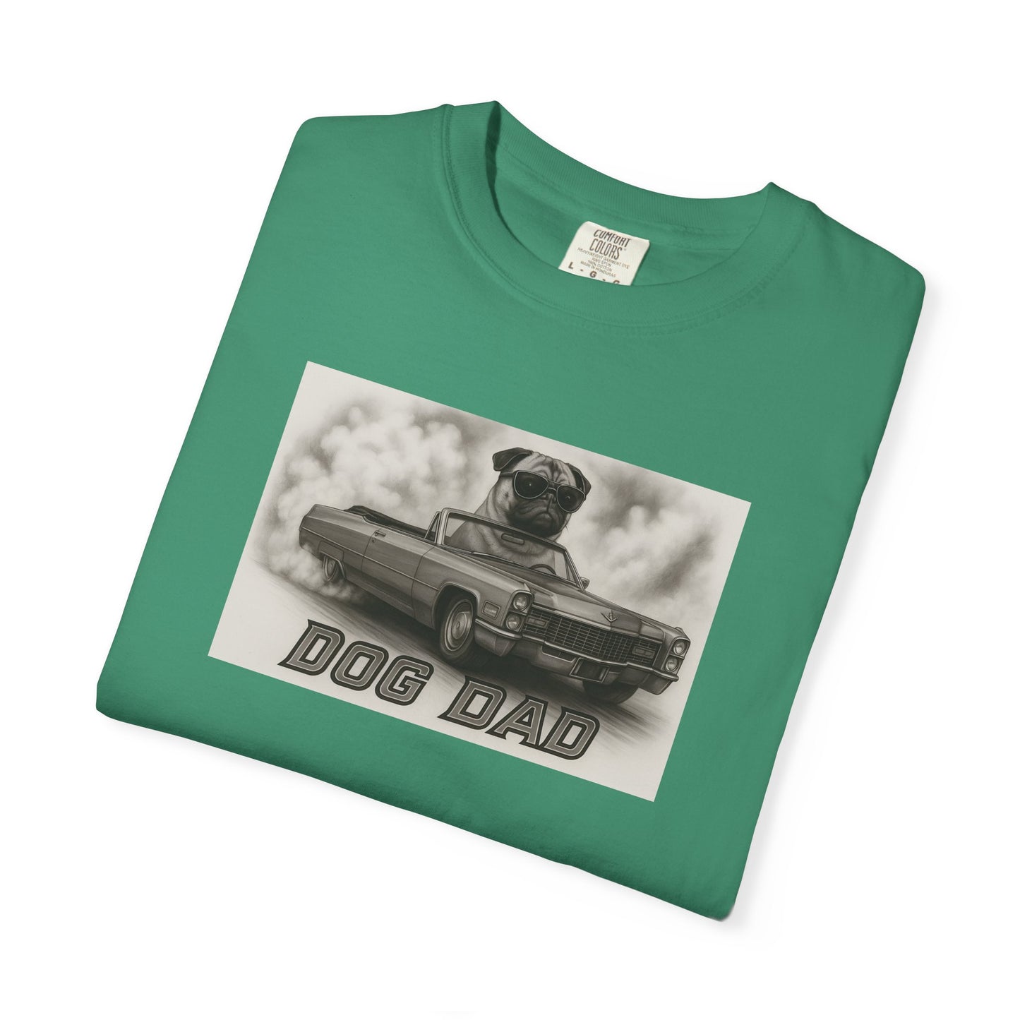 Dog Dad -Pug - Cool Dogs in Cool Cars T-Shirt Collection | Funny Dog Lover Apparel for Men