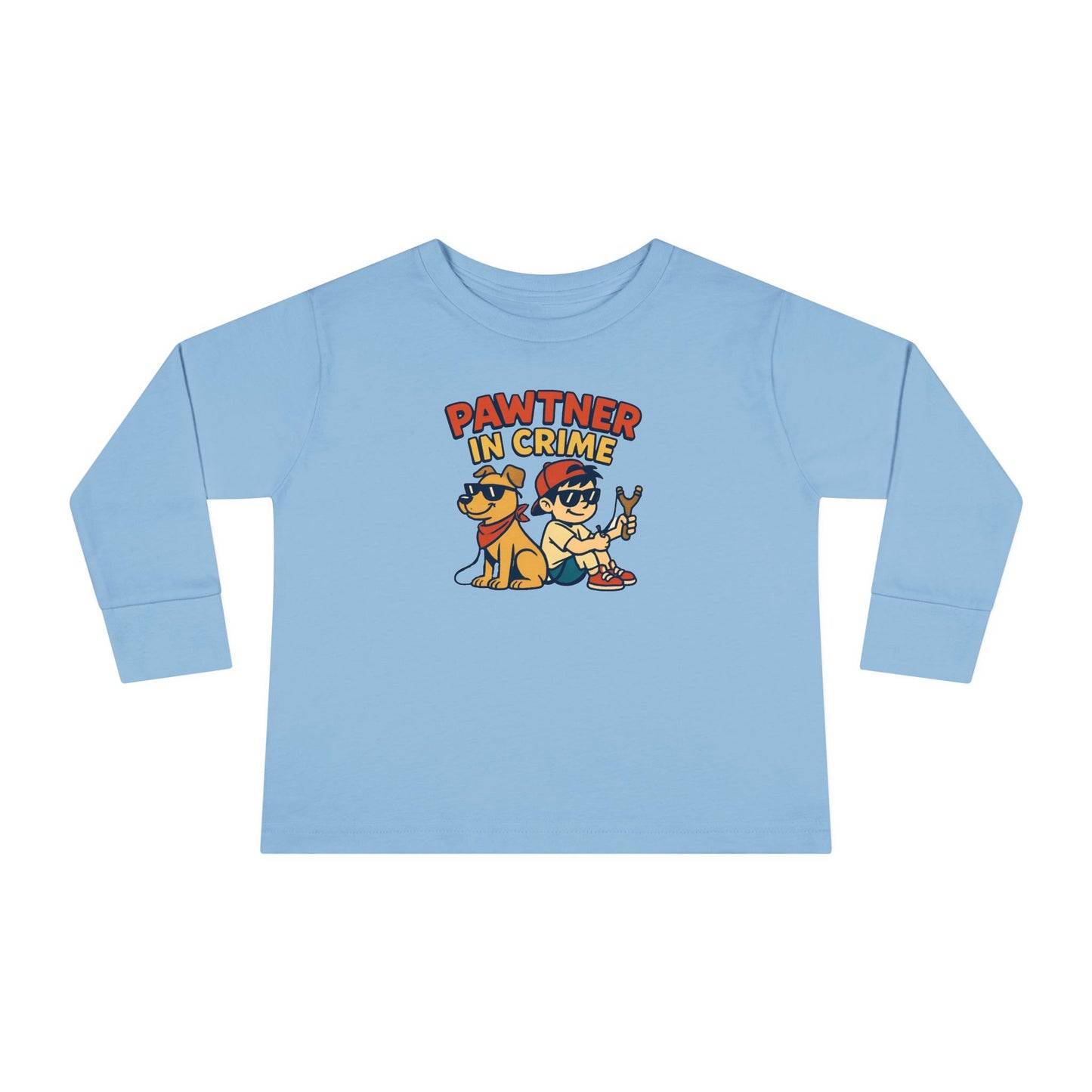 Cute Toddler Long Sleeve Tee with 'Pawtner in Crime' Design, Funny Kids Shirt, Pet Lover Gift, Toddler Birthday Outfit, Animal Theme Tee