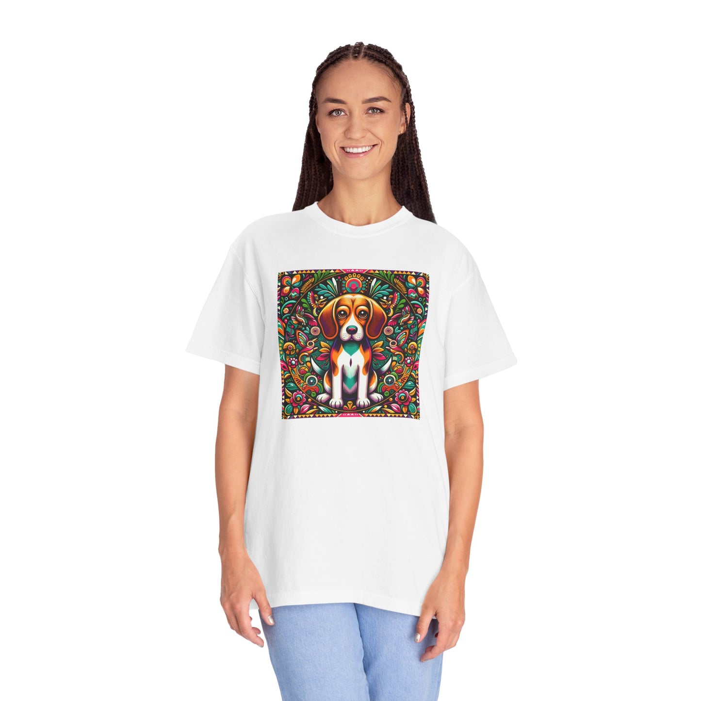 Vibrant Dog Art Unisex Garment-Dyed T-Shirt | Colorful Canine Design