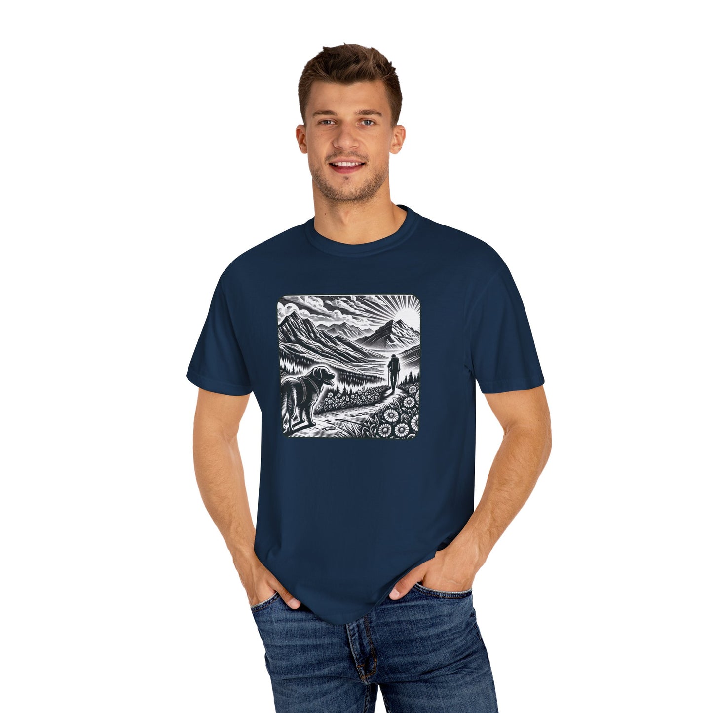 Hiker Unisex Garment-Dyed T-Shirt with Nature Design - Perfect for Outdoor Lovers