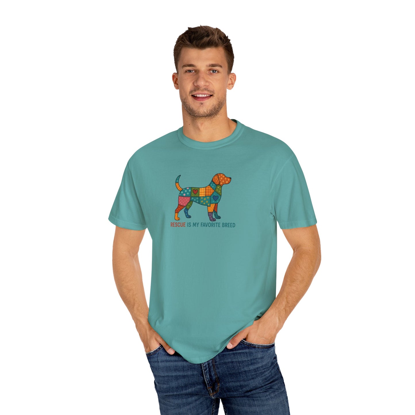 Colorful Dog Rescue T-Shirt, Gift for Dog Lovers, Adoption Awareness Tee, Casual Wear for Animal Lovers, Eco-Friendly Fashion