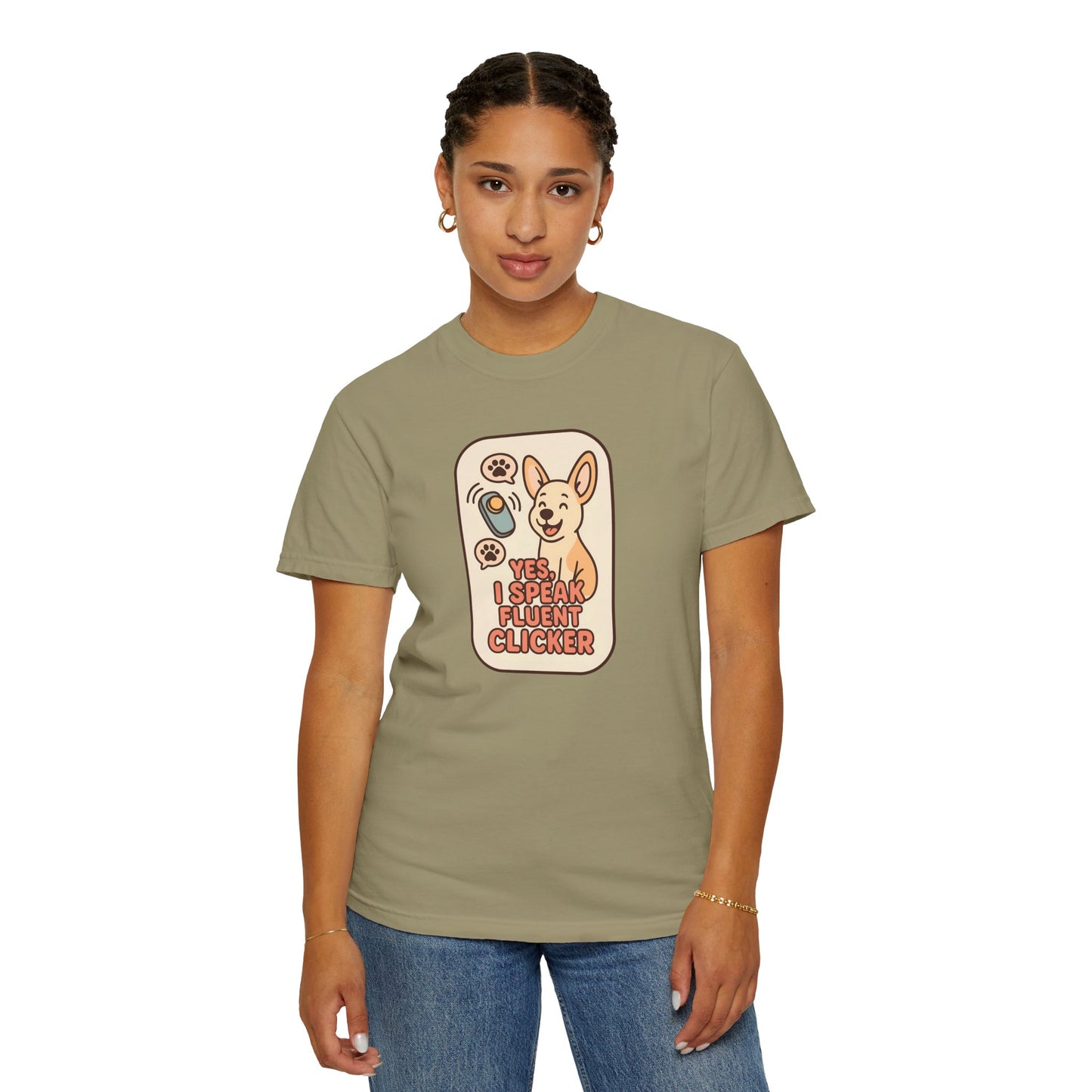 Yes, I Speak Fluent Clicker T-Shirt | Dog Trainer Gift, Animal Lover Apparel, Fun Pet Owner Top, Unique Graphic Tee, Funny Gift