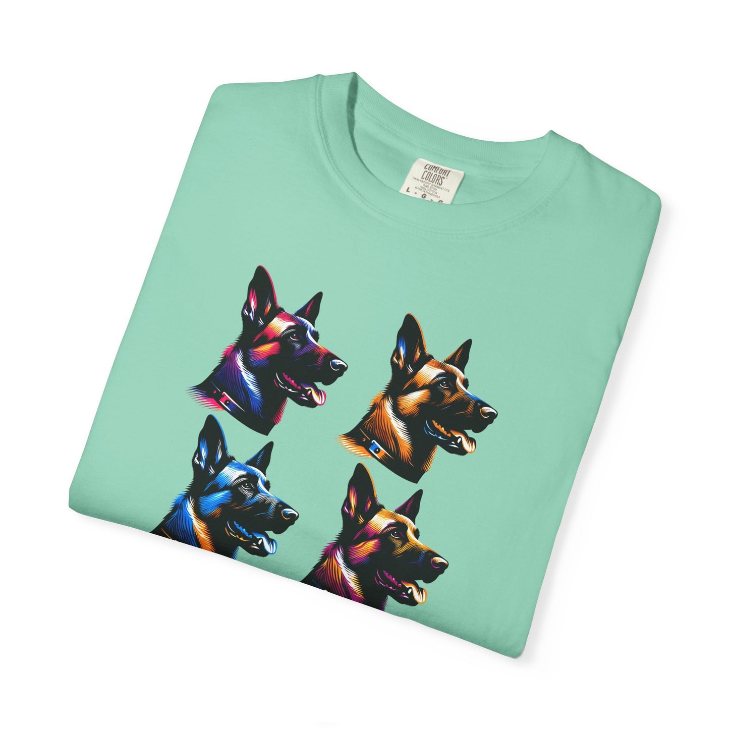 Colorful Belgium Malinois Portrait Unisex Garment-Dyed T-Shirt
