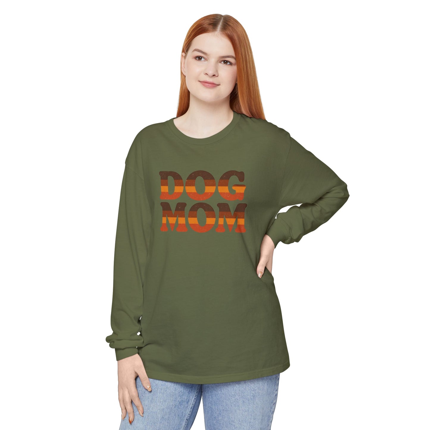 Dog Mom Long Sleeve Tee, Perfect Gift for Dog Lovers, Casual Wear, Pet-Themed Apparel, Great for Birthdays or Holidays