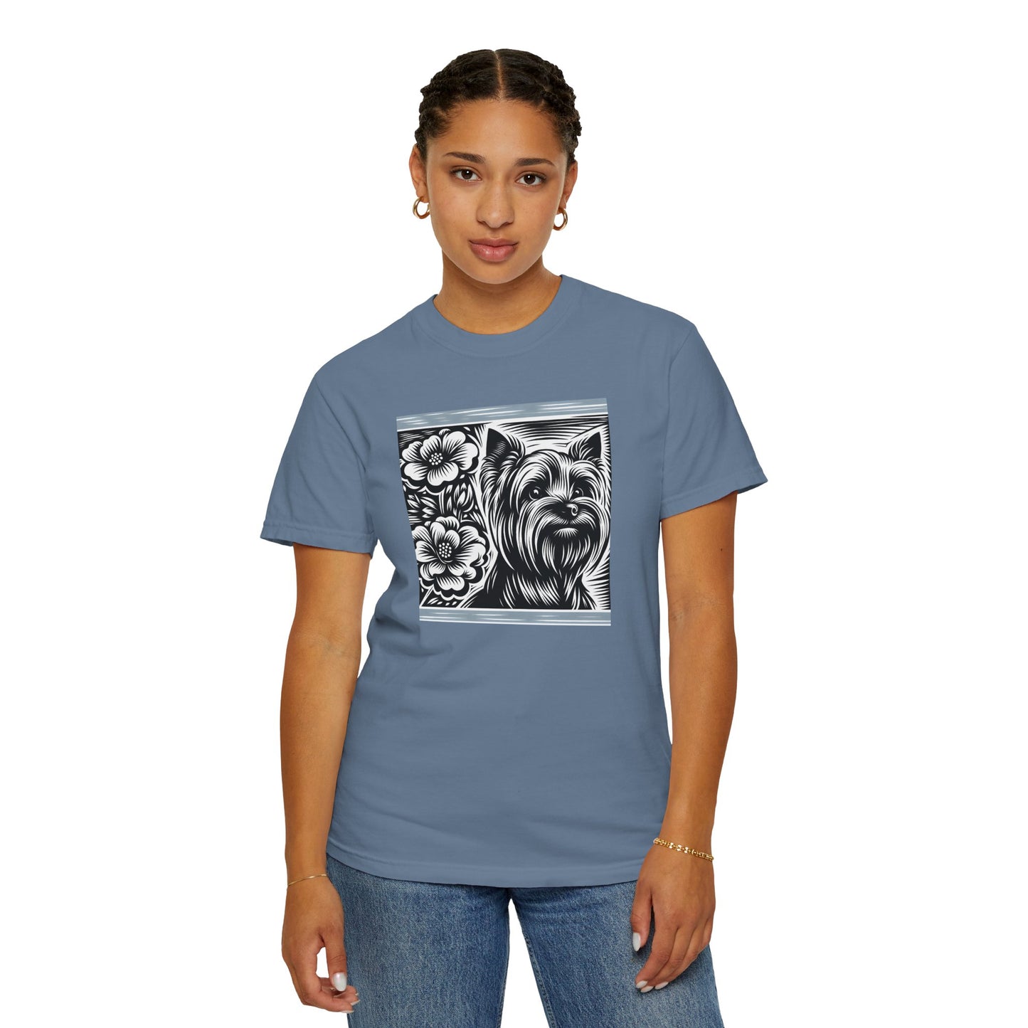Cute Yorkie Floral T-Shirt for Dog Lovers