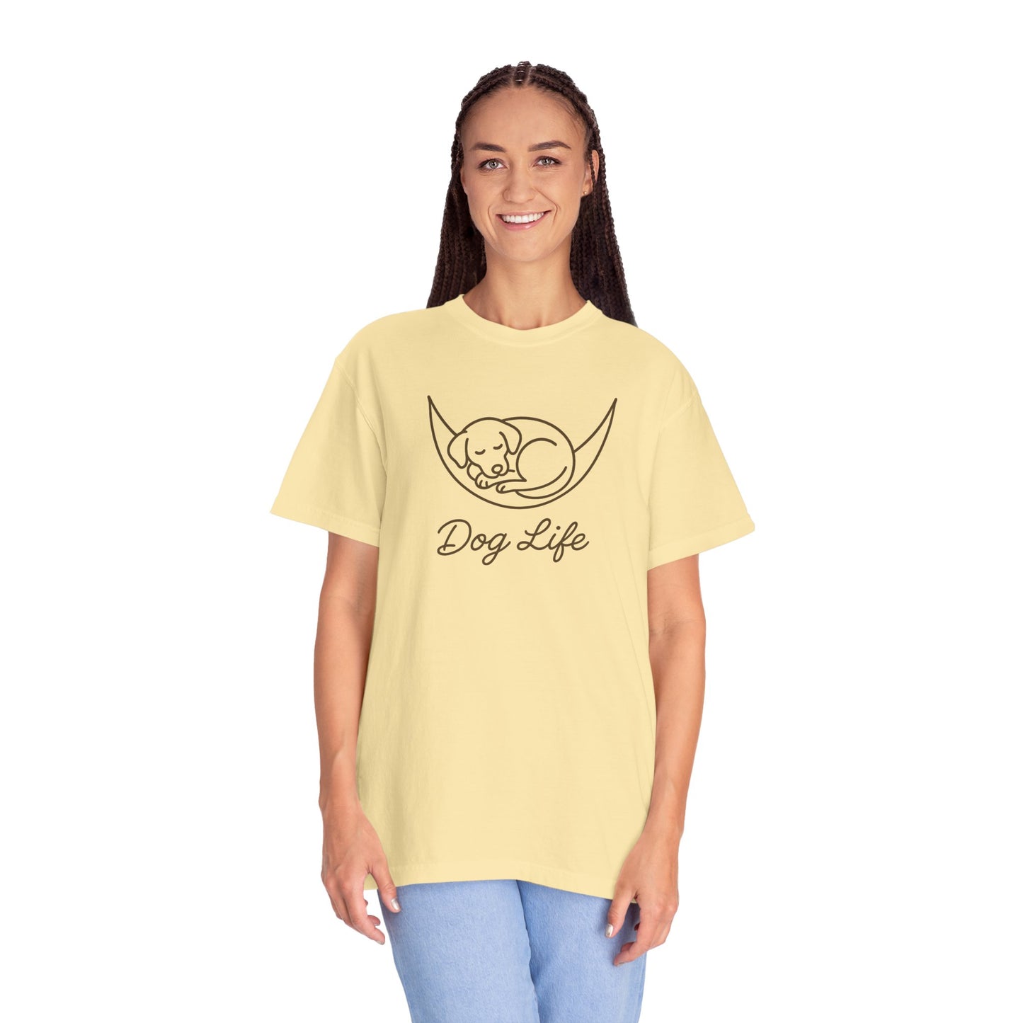 Dog Life Unisex Garment-Dyed T-Shirt, Pet Lover Tee, Dog Owner Gift, Casual Dog T-Shirt, Animal Lover Apparel, Comfortable Everyday Wear