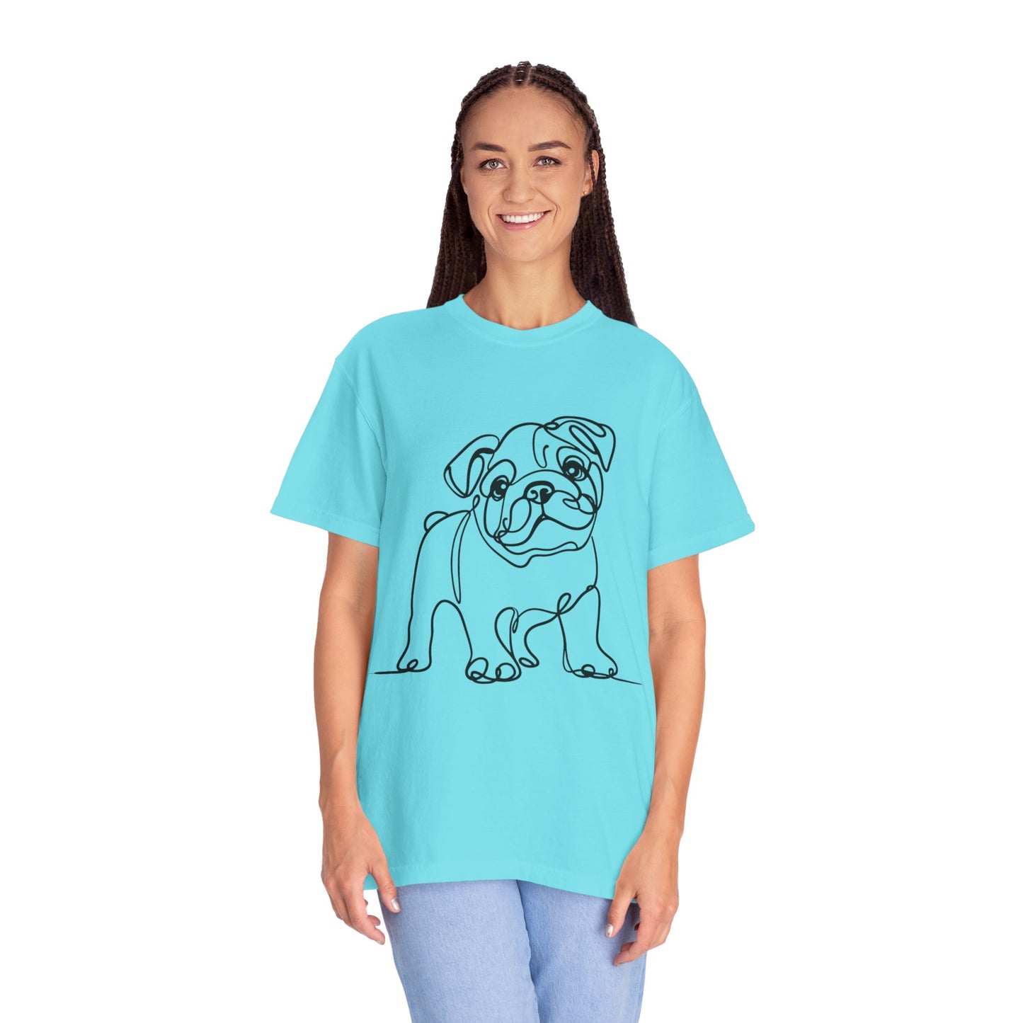 Unisex Garment-Dyed T-shirt with Minimalist Bulldog Design