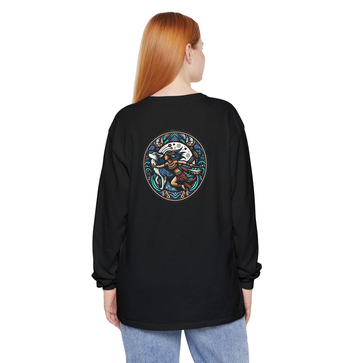 Mystical Indian Princess and a Wolf Long sleeve Tee