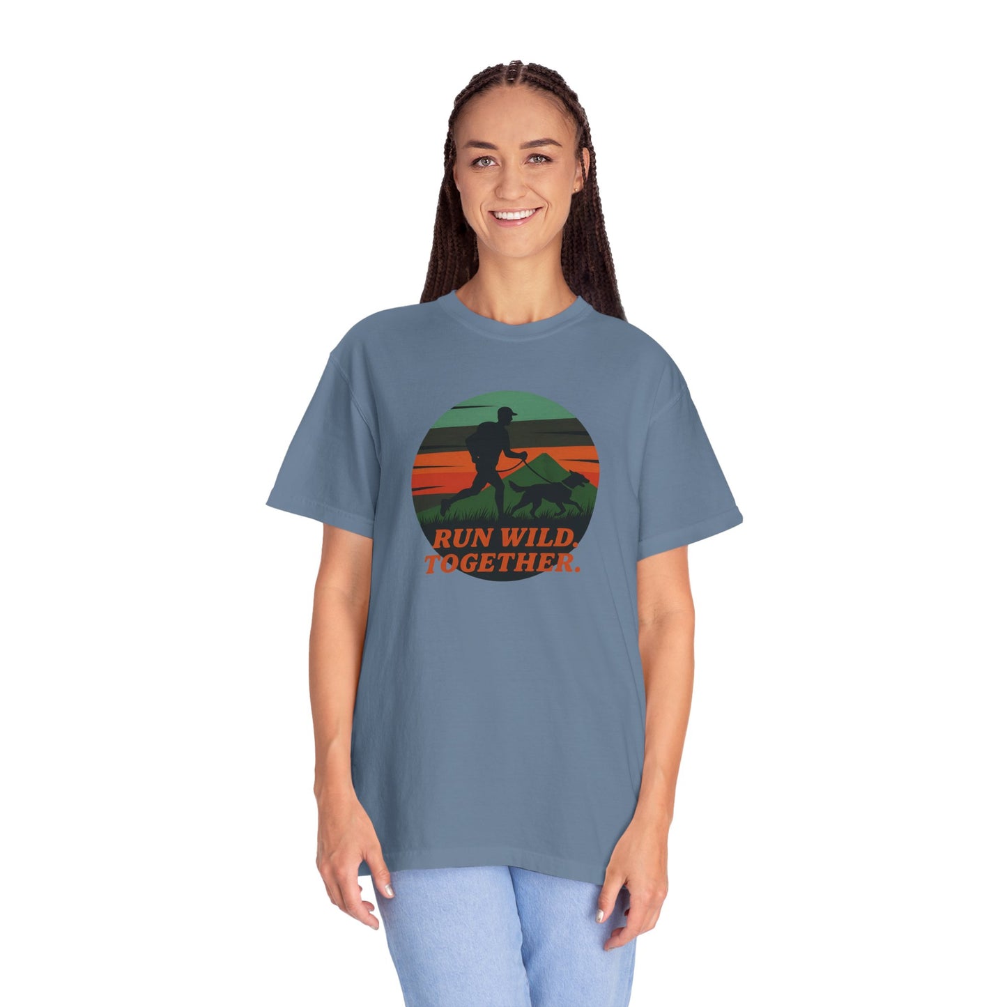 Canicross - Unisex Garment-Dyed T-Shirt - Run Wild Together Adventure Tee