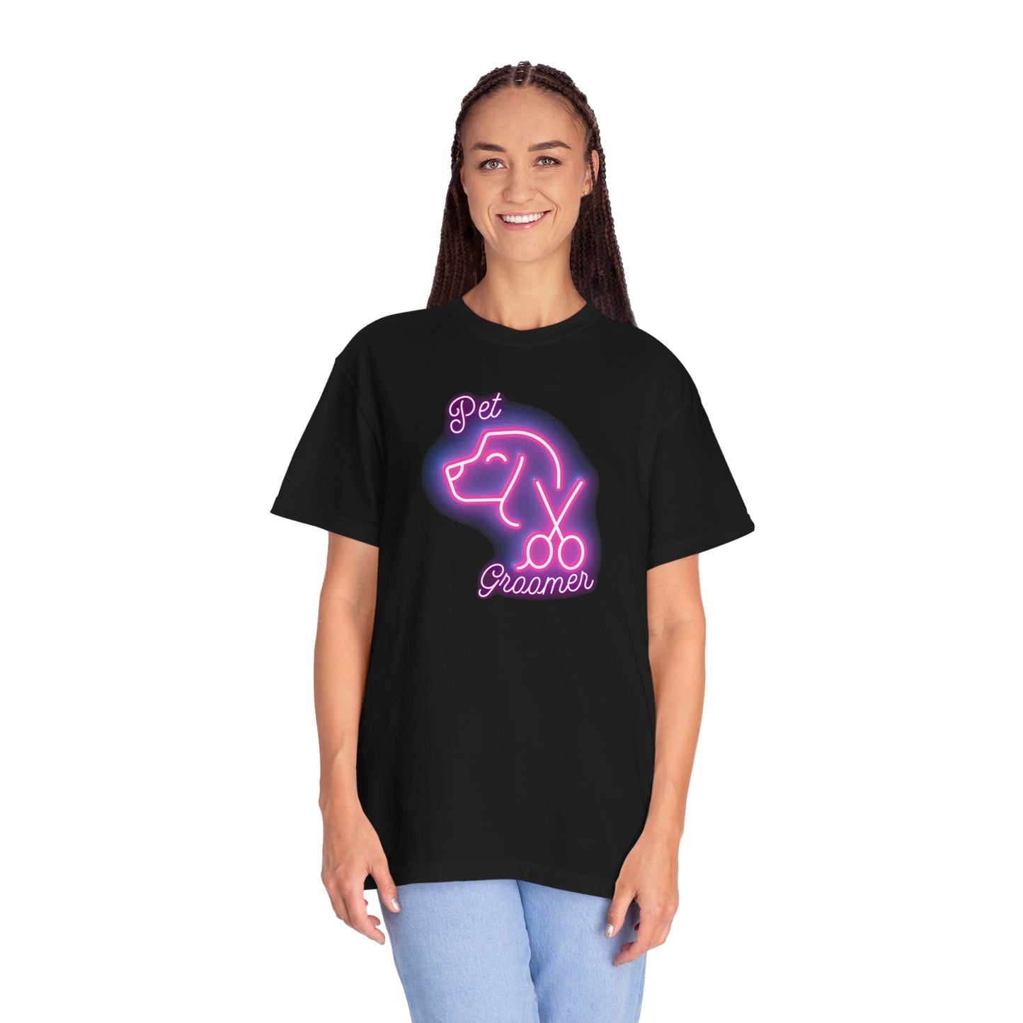 Pet Groomer Pink Neon T-Shirt - Stylish Tee for Dog Lovers