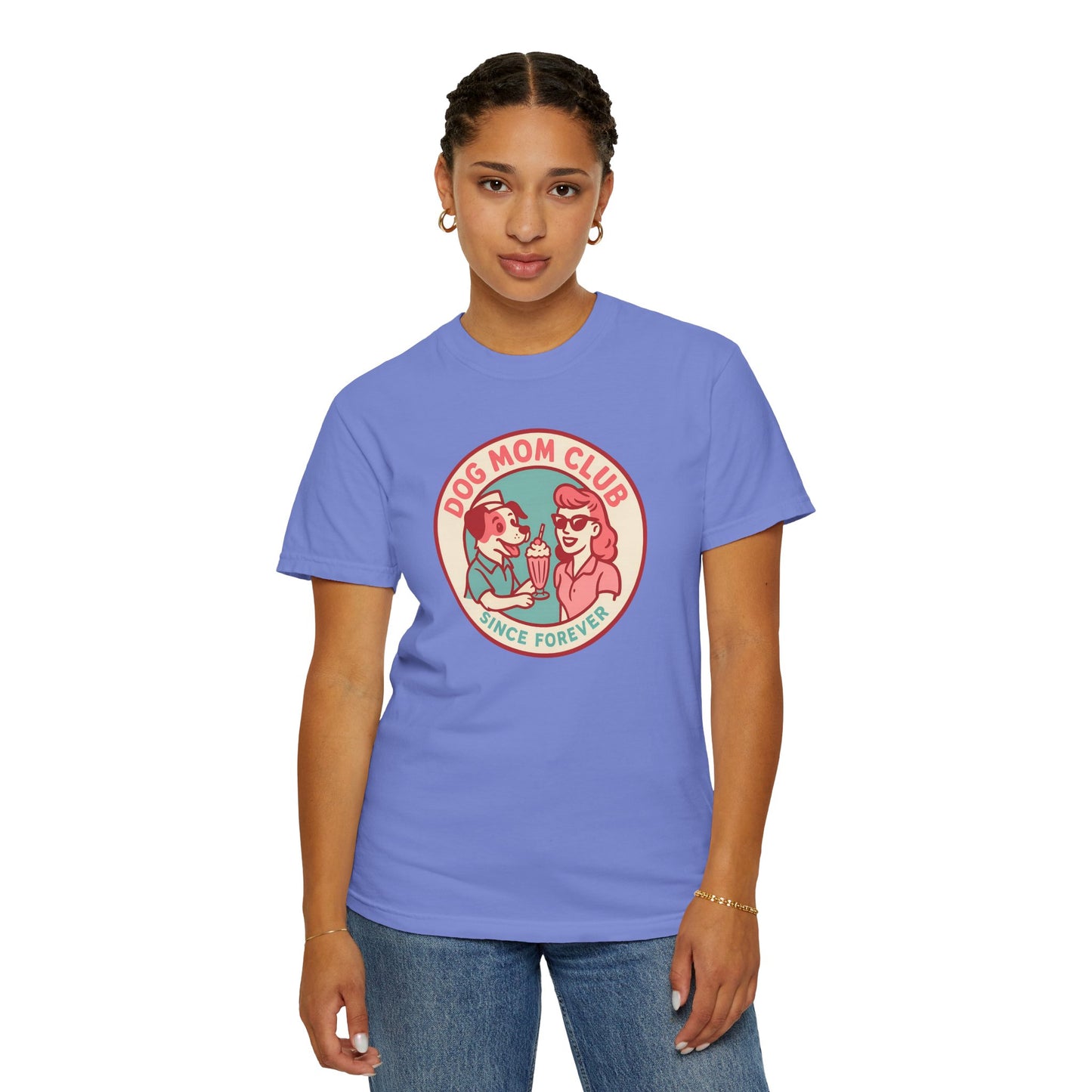 Dog Mom Club Garment-Dyed Tee | Casual Women's T-Shirt | Pet Lover Gift | Dog Mom Apparel | Cute Animal Lover Shirt