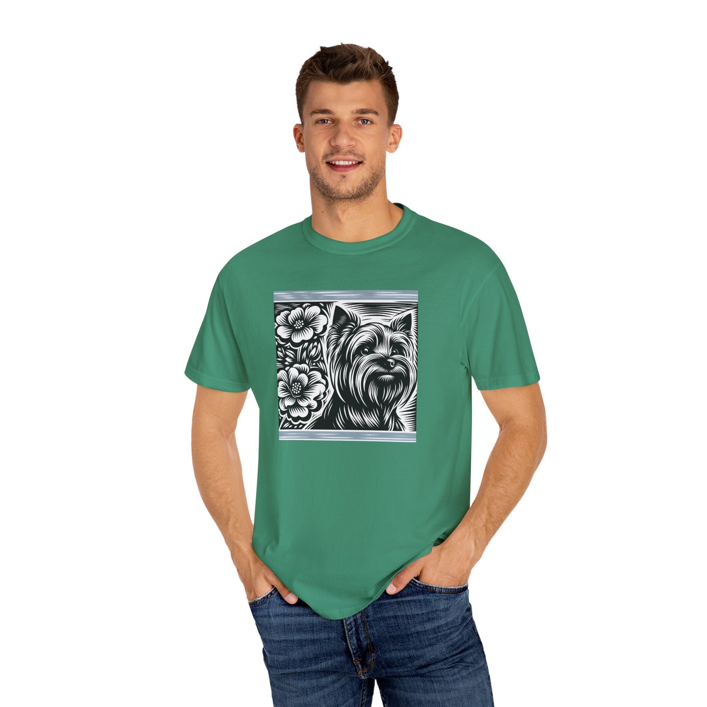 Cute Yorkie Floral T-Shirt for Dog Lovers
