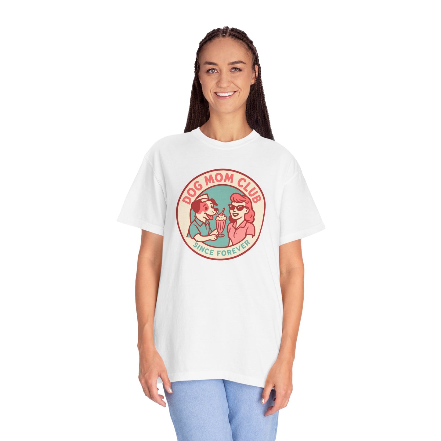 Dog Mom Club Garment-Dyed Tee | Casual Women's T-Shirt | Pet Lover Gift | Dog Mom Apparel | Cute Animal Lover Shirt