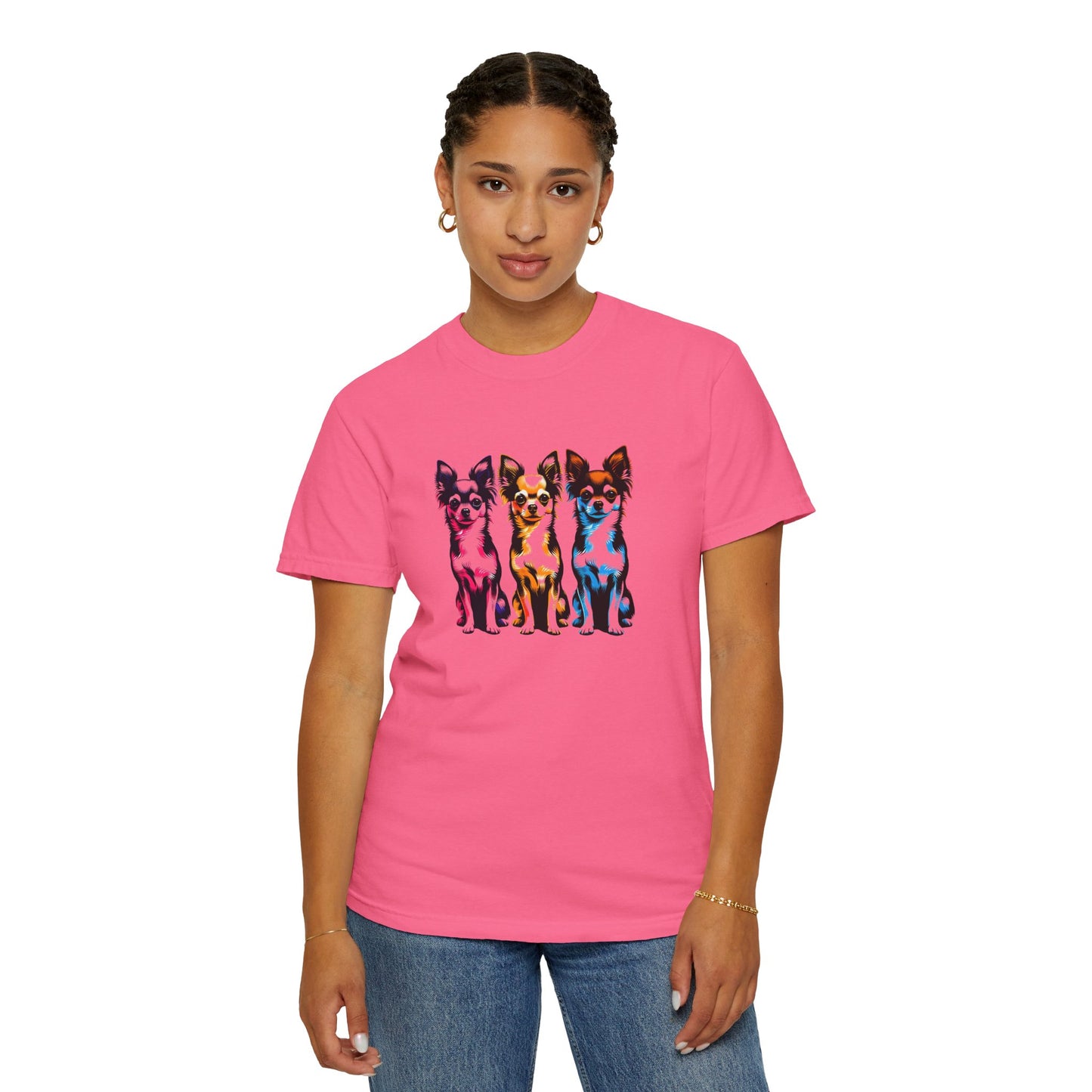 Colorful Chihuahua T-Shirt - Fun & Stylish Unisex Garment-Dyed Tee