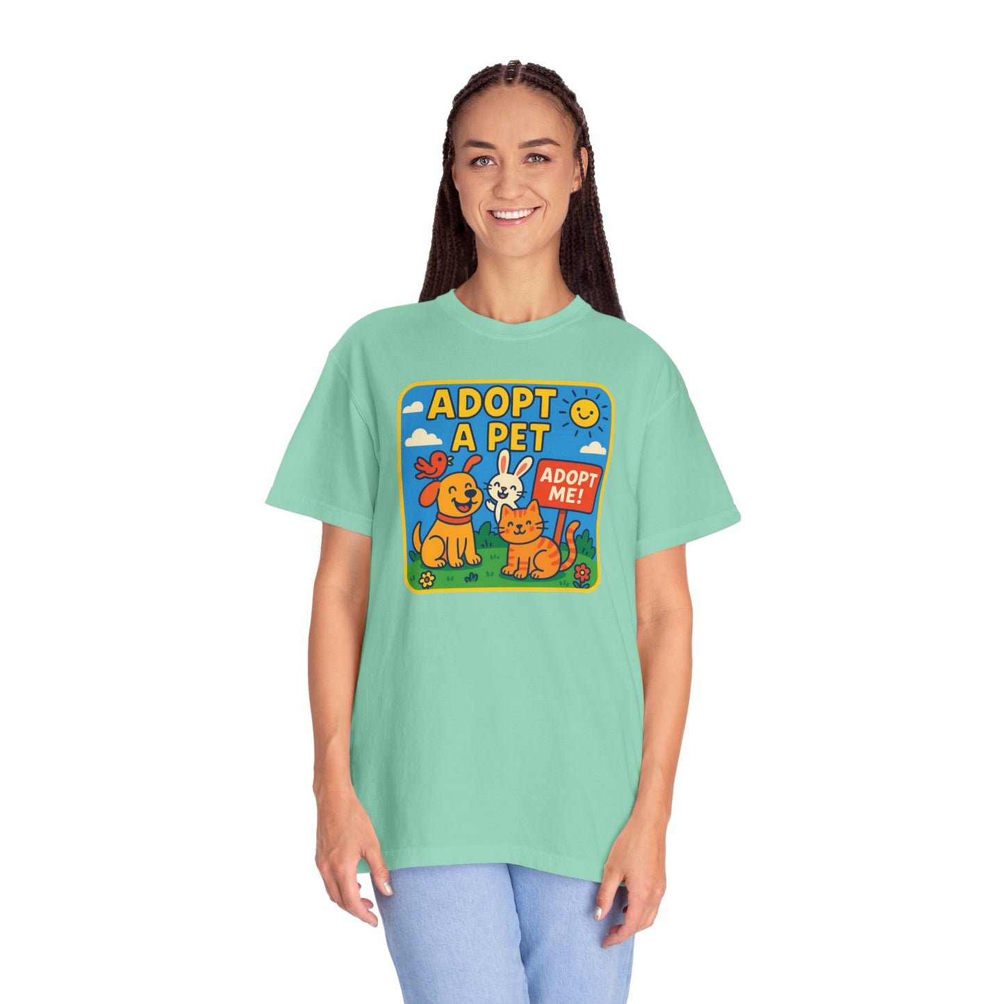 Adopt a Pet T-Shirt - Unisex Garment-Dyed Tee for Animal Lovers