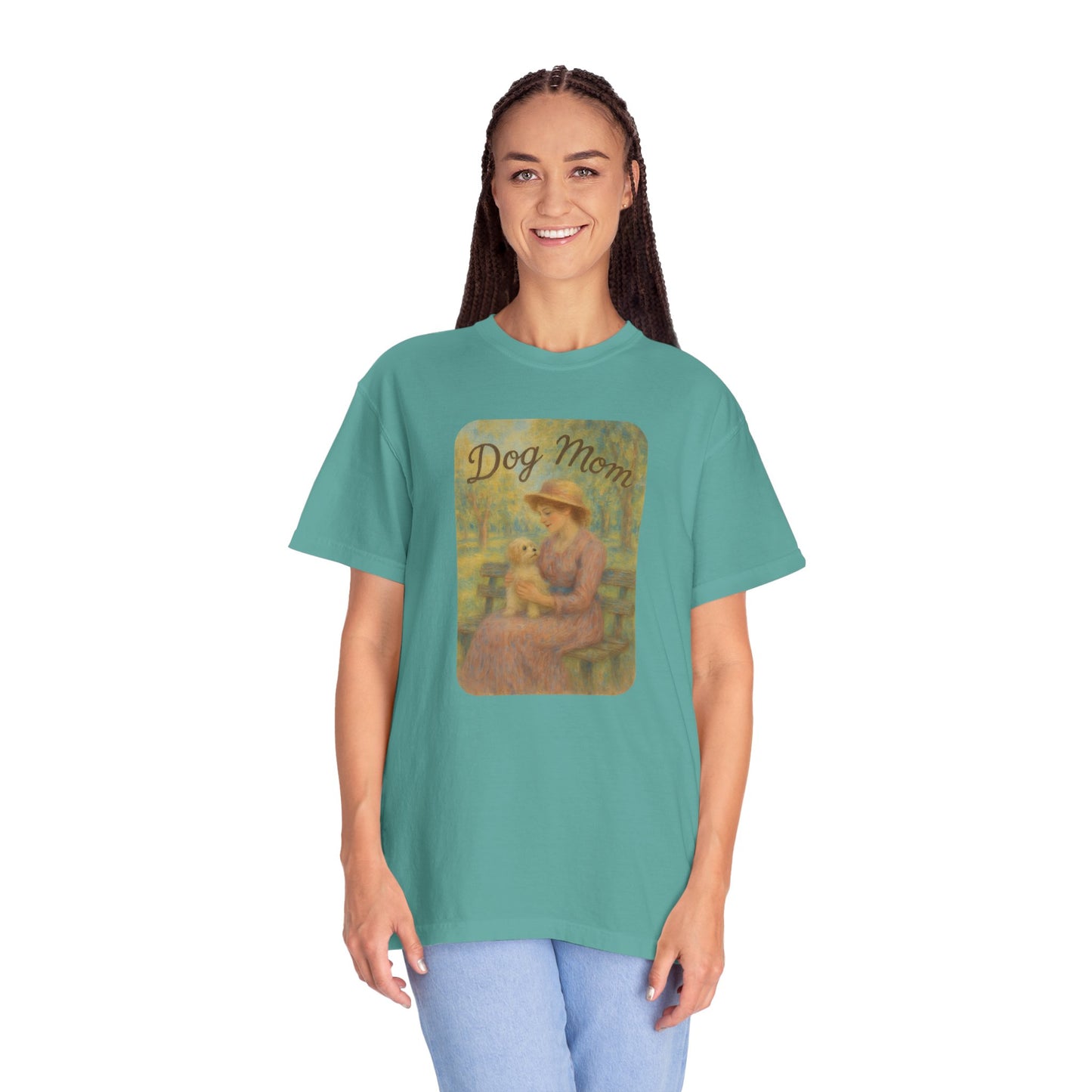 Dog Mom Garment-Dyed T-Shirt - Perfect Gift for Pet Lovers, Casual Wear, Dog Owners, Mother's Day, Dog-Themed Apparel