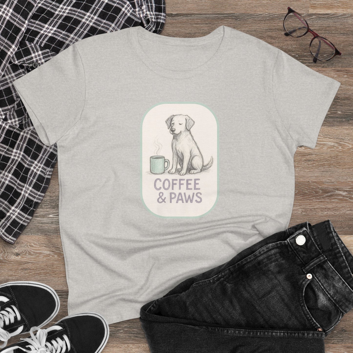 Copy of Coffee & Paws Women's Tee - Cozy Cotton Shirt for Pet Lovers, Casual Wear, Gift for Dog Owners, Dog Mom Merchandise, Animal Lover Tee