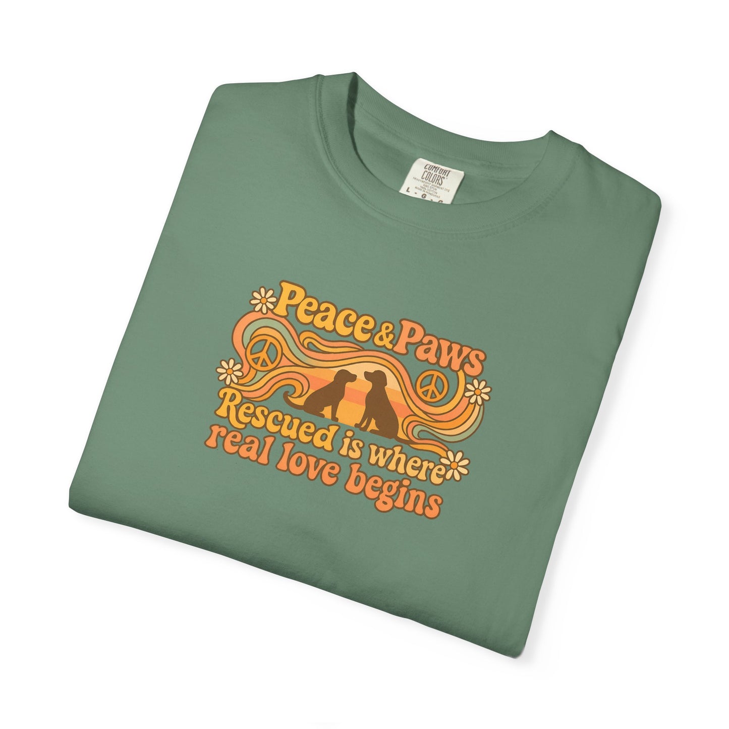 Peace & Paws T-Shirt, Perfect Gift for Couples, Vintage Style Tee, Unisex Casual Wear, Summer Fashion, Statement Shirt