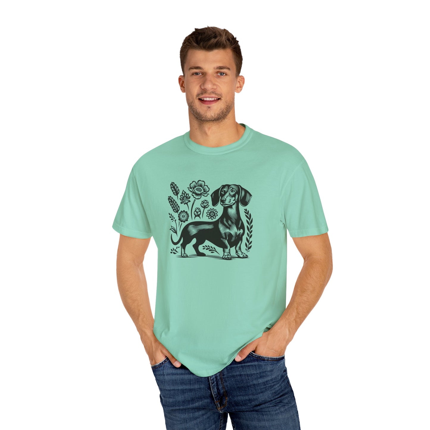 Floral Dachshund Unisex T-Shirt - Comfy Pet Lover Gift