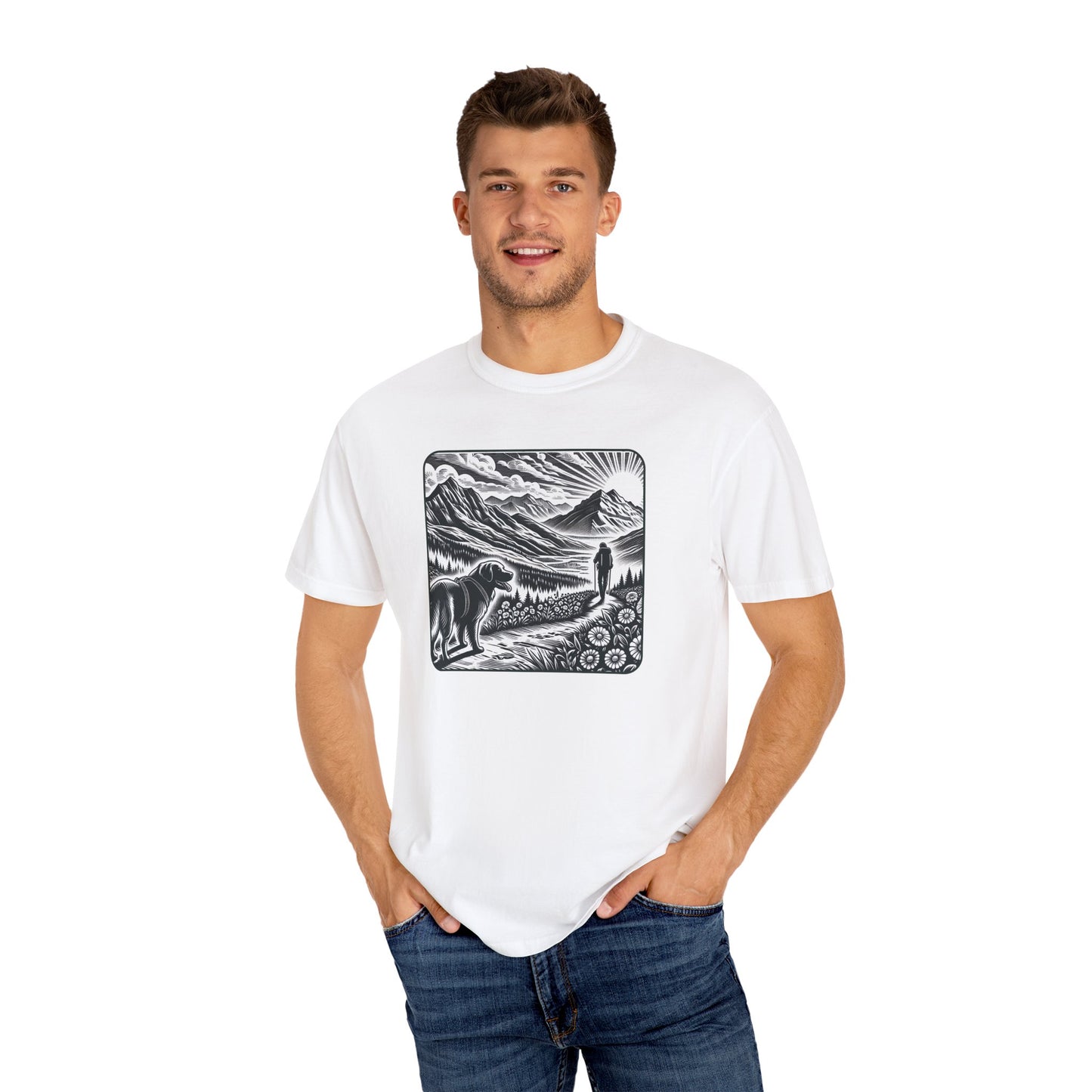 Hiker Unisex Garment-Dyed T-Shirt with Nature Design - Perfect for Outdoor Lovers
