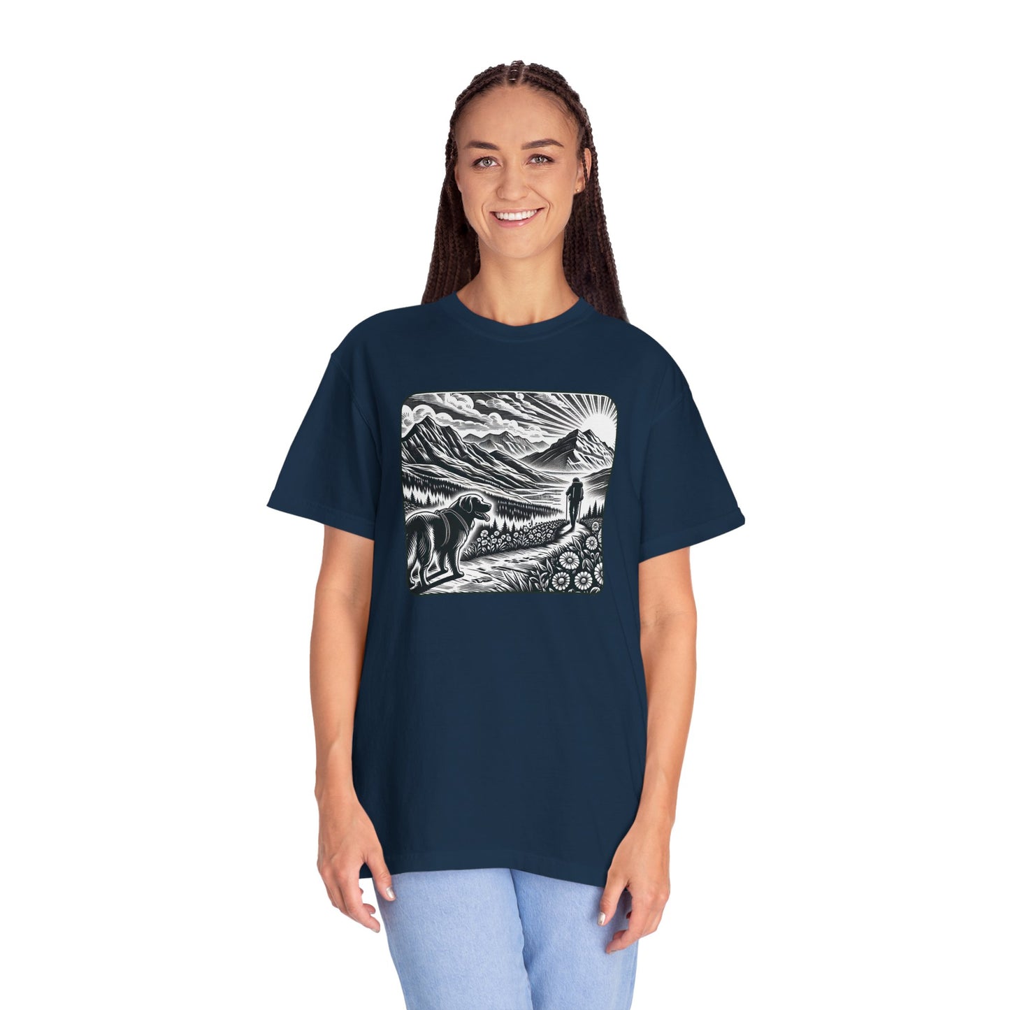 Hiker Unisex Garment-Dyed T-Shirt with Nature Design - Perfect for Outdoor Lovers