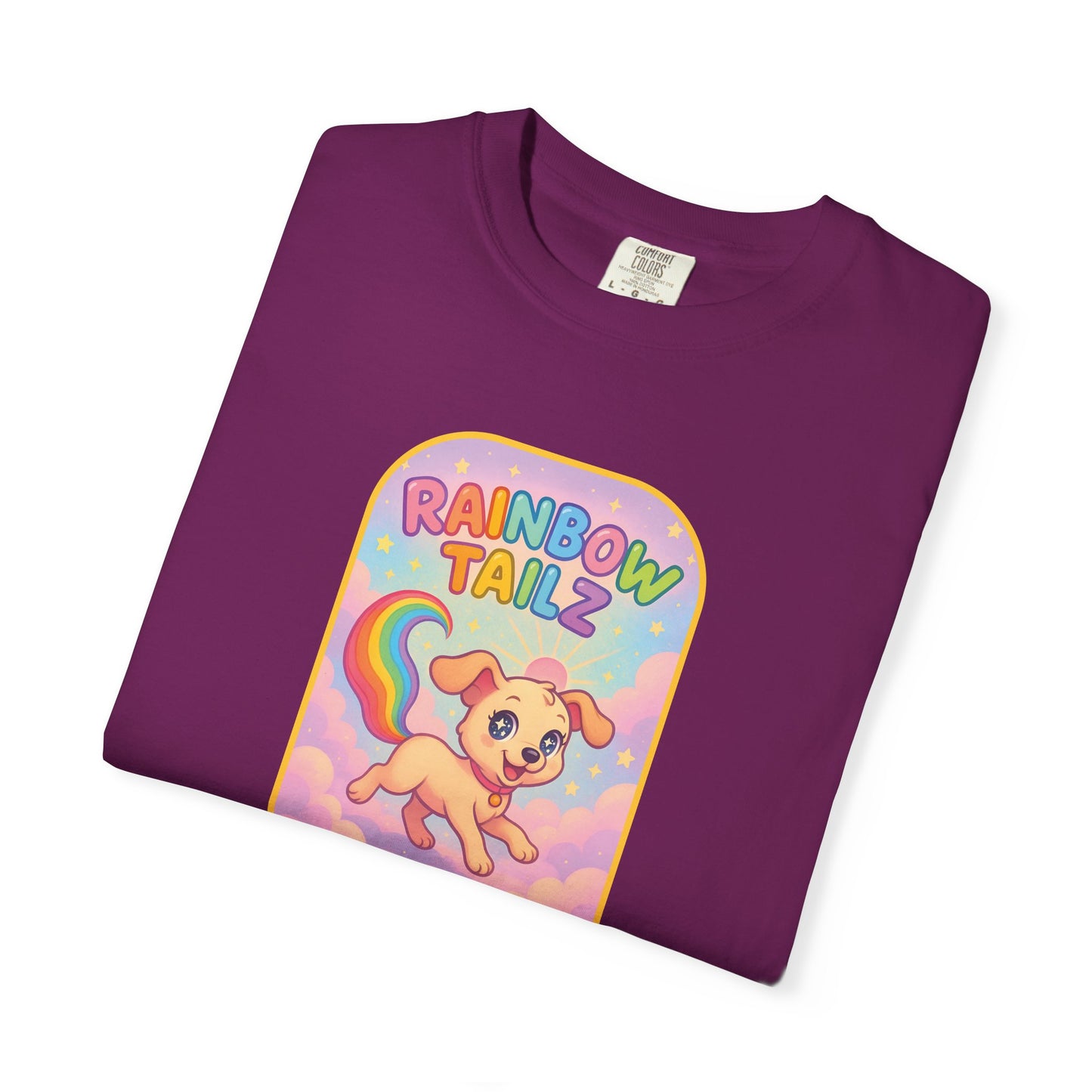 Cute Pet T-Shirt, Rainbow Tail Tee, Graphic Tee for Dog Lovers, Birthday Gift, Cozy Casual Wear, Mother's Day Gift