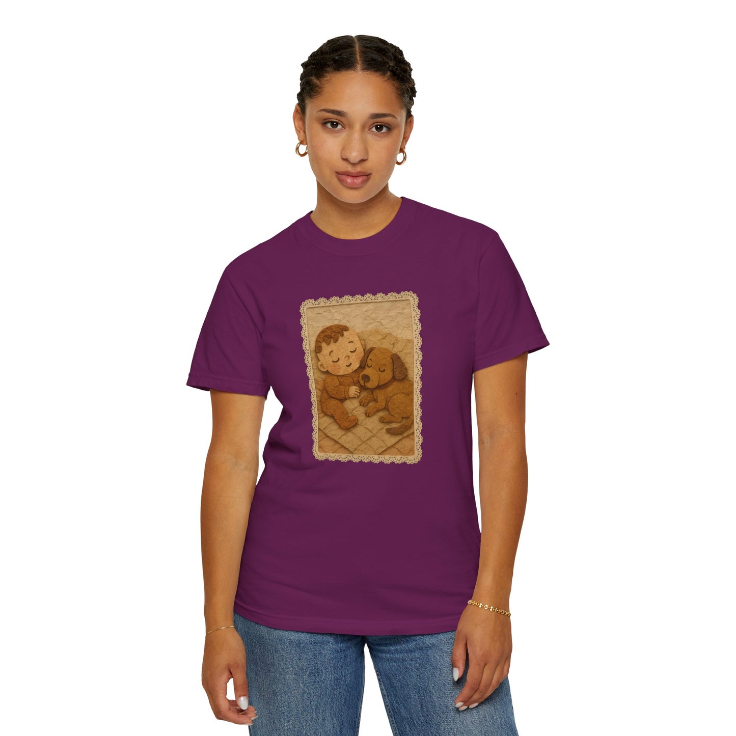Cute Baby & Puppy Graphic Tee, Cozy Shirt for Dog Lovers and Parents, Gifts for Baby Showers, Birthdays, or Any Celebration