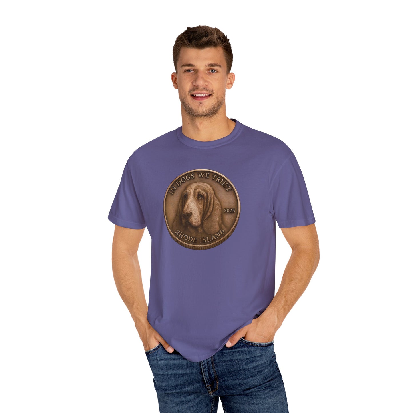 Rhode Island State Coin T-Shirt Collection - Proud Dog Breed Illustrations