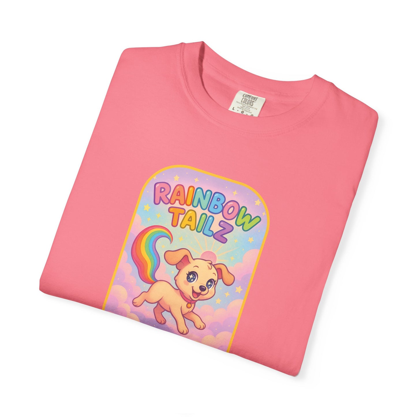 Cute Pet T-Shirt, Rainbow Tail Tee, Graphic Tee for Dog Lovers, Birthday Gift, Cozy Casual Wear, Mother's Day Gift