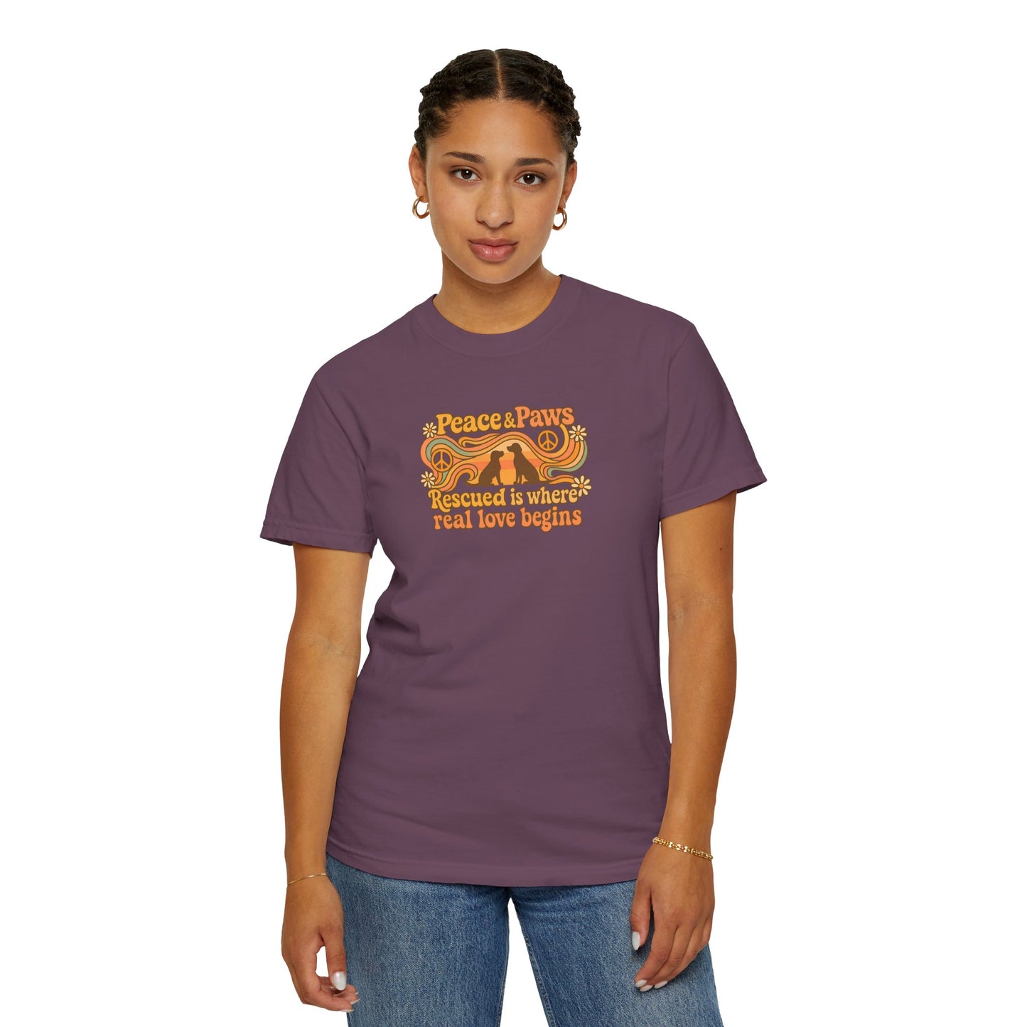 Peace & Paws T-Shirt, Perfect Gift for Couples, Vintage Style Tee, Unisex Casual Wear, Summer Fashion, Statement Shirt