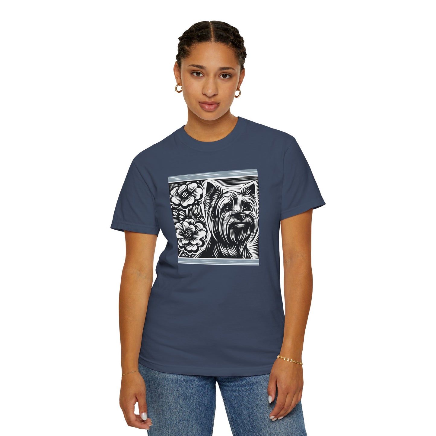 Cute Yorkie Floral T-Shirt for Dog Lovers
