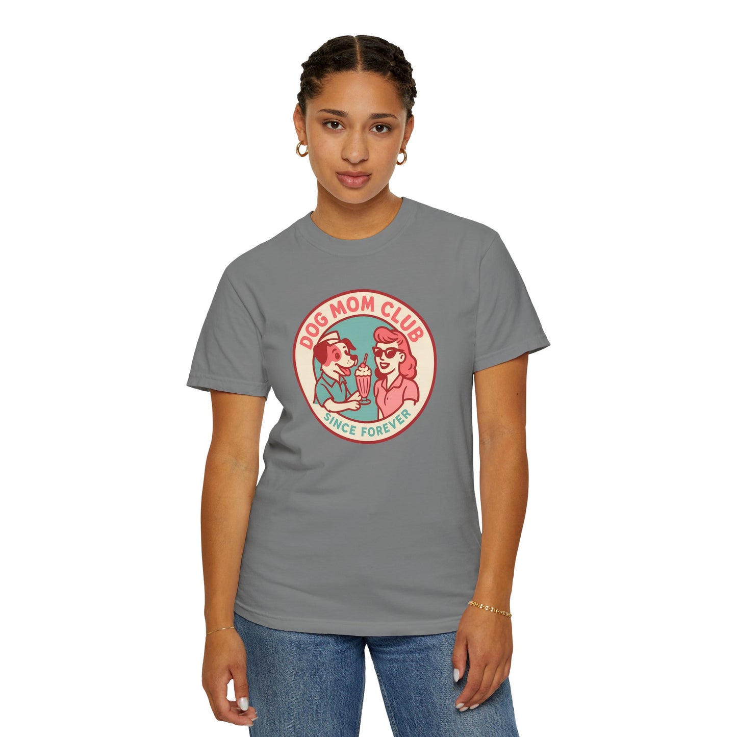 Dog Mom Club Garment-Dyed Tee | Casual Women's T-Shirt | Pet Lover Gift | Dog Mom Apparel | Cute Animal Lover Shirt