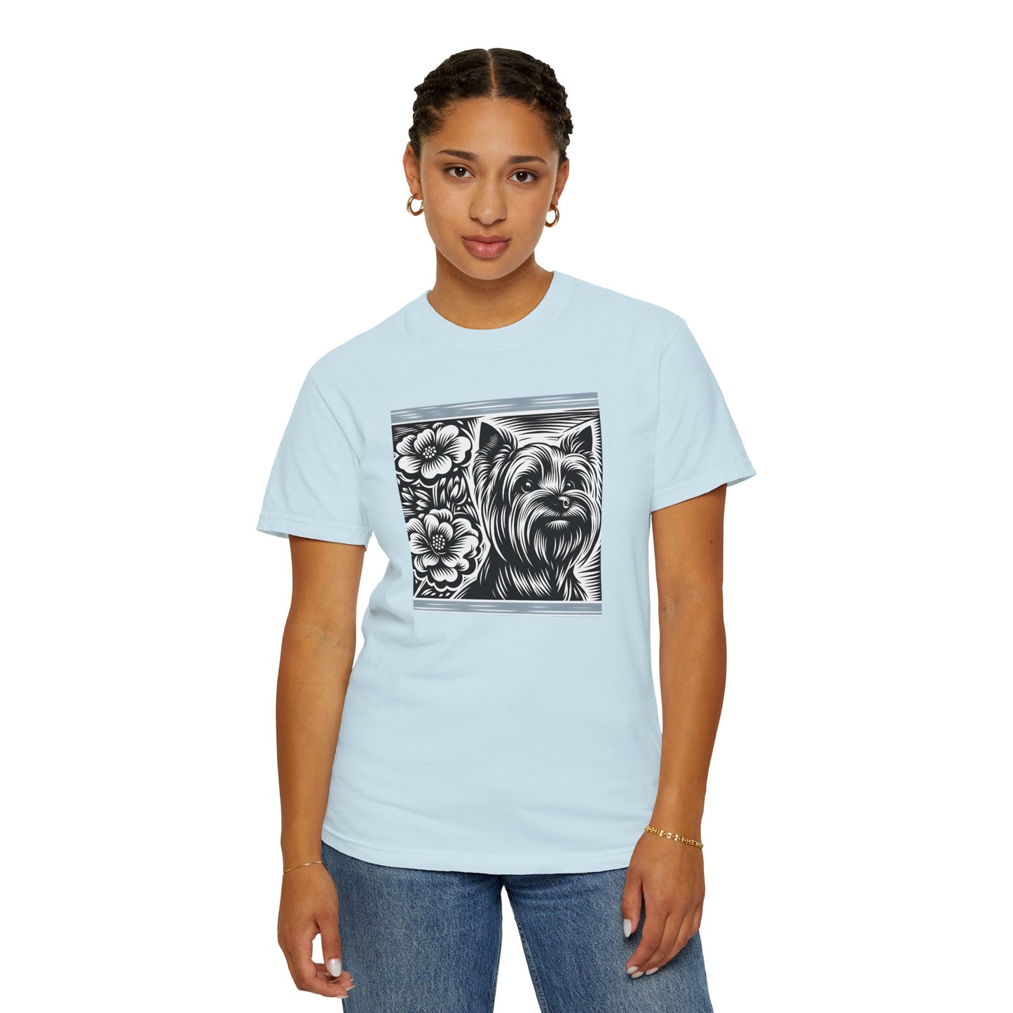 Cute Yorkie Floral T-Shirt for Dog Lovers