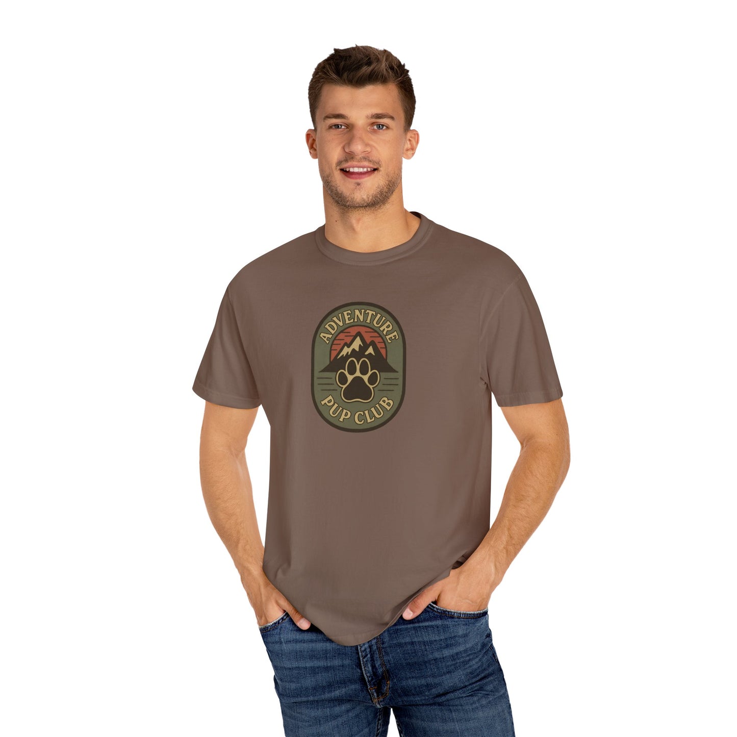 Adventure Pup Club Unisex Garment-Dyed T-Shirt, Dog Lover Gift, Outdoor Adventure Apparel, Pet Club Tee, Nature Lover Shirt