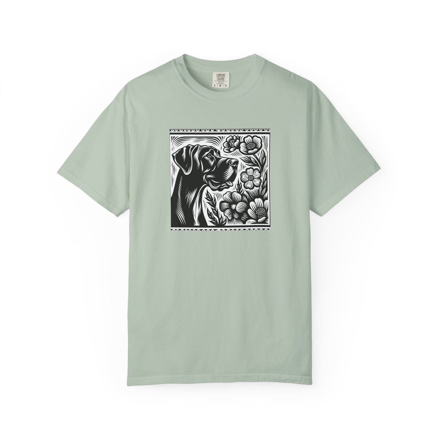 Great Dane Dog Lover's Floral Print T-Shirt | Unisex Garment-Dyed Tee
