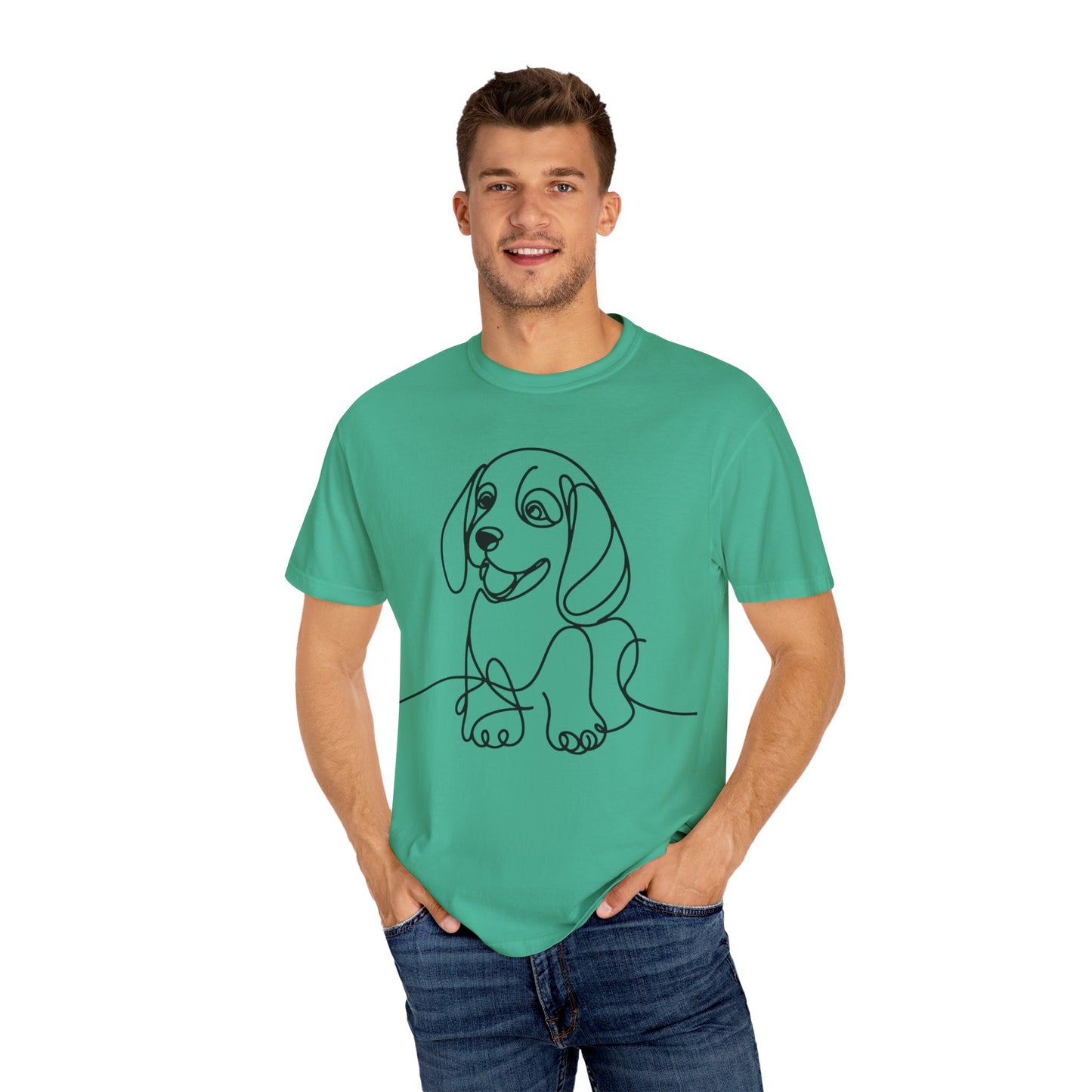 I๐ถ Nose First โ Minimalist Beagle Line Art Tee - Cute Dog Line Art Unisex T-Shirt