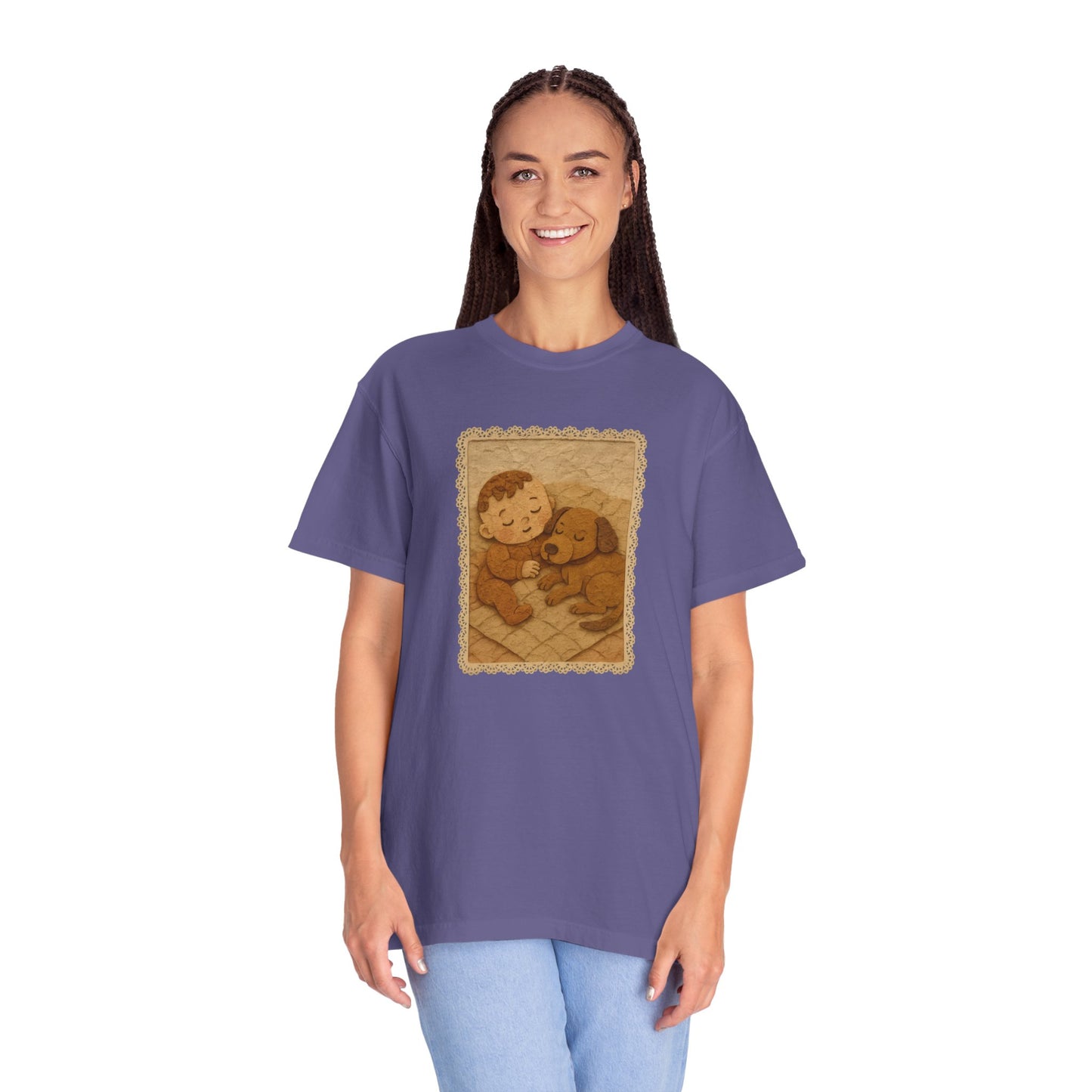 Cute Baby & Puppy Graphic Tee, Cozy Shirt for Dog Lovers and Parents, Gifts for Baby Showers, Birthdays, or Any Celebration