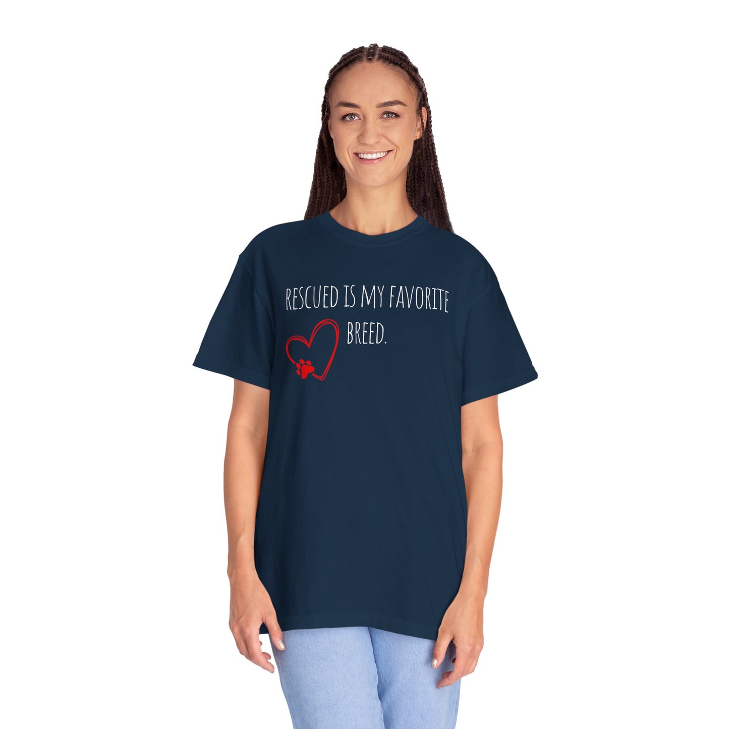 Unisex T-Shirt - "Rescued is My Favorite Breed" - Perfect for Dog Lovers