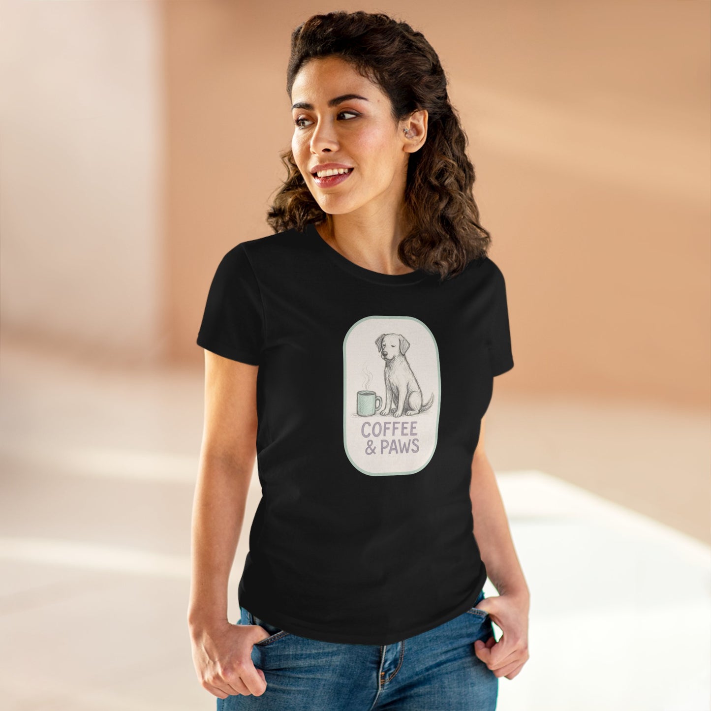 Copy of Coffee & Paws Women's Tee - Cozy Cotton Shirt for Pet Lovers, Casual Wear, Gift for Dog Owners, Dog Mom Merchandise, Animal Lover Tee