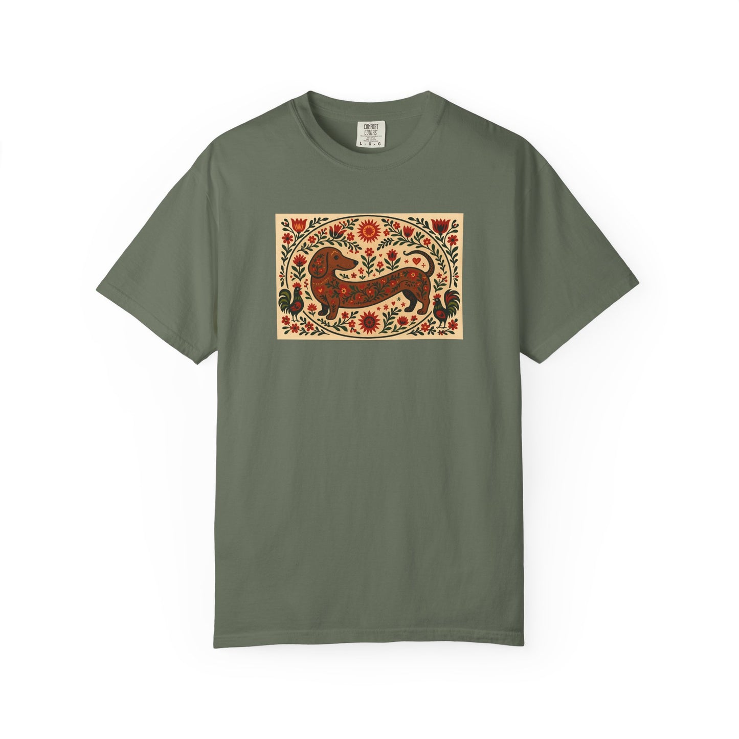 Artistic Garment-Dyed Unisex T-Shirt - Handcrafted Floral Design