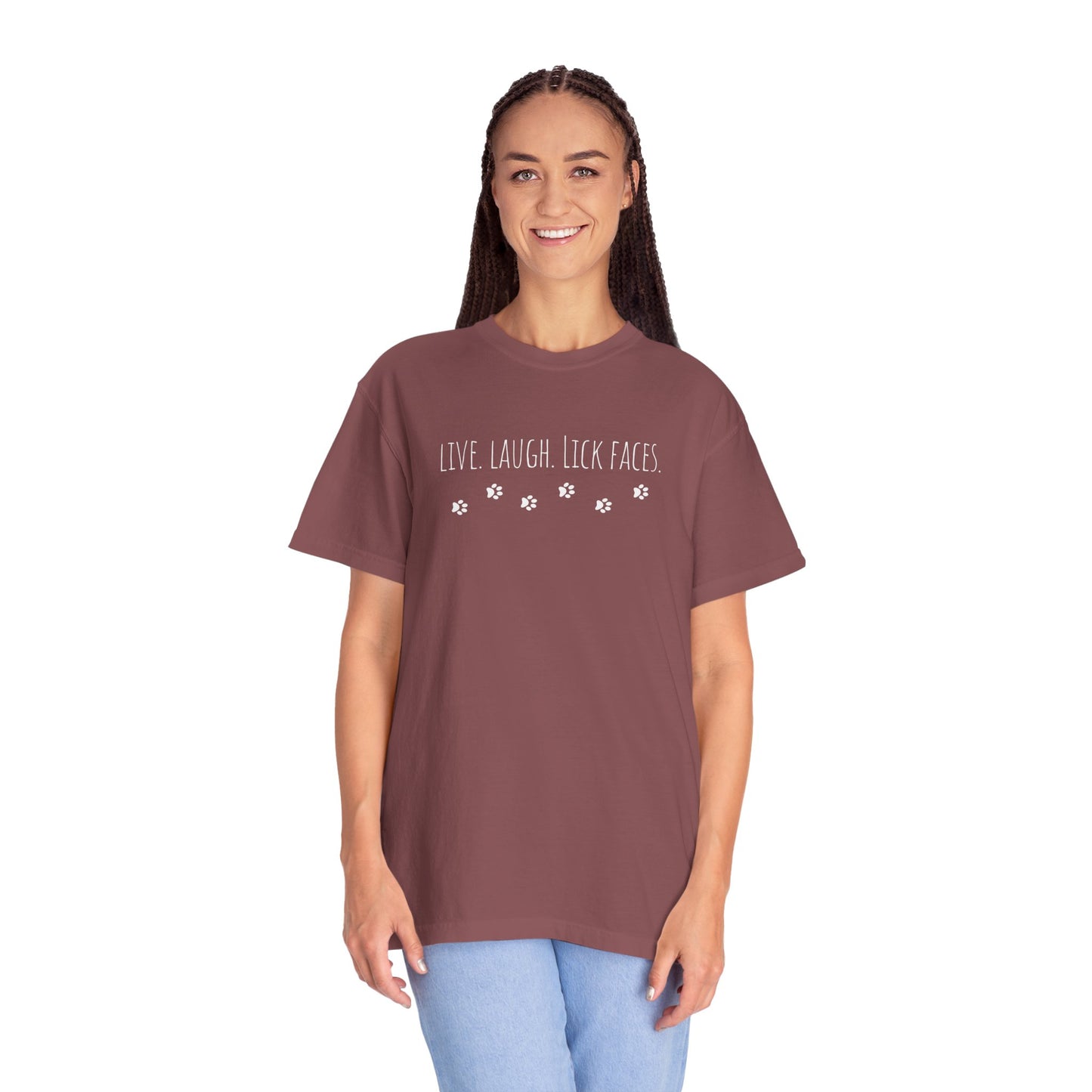 Whimsical Unisex T-shirt - Live, Laugh, Lick Faces - Funny Tee, Gift for Dog Lovers, Casual Wear, Birthday Shirt, Pet Parent Apparel
