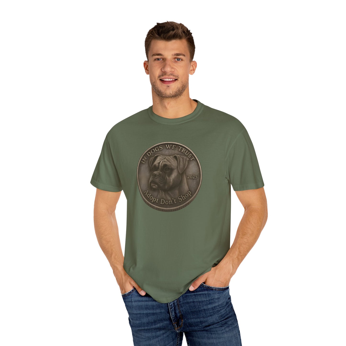 Adopt Don't Shop State Coin T-Shirt Collection - Proud Dog Breed Illustrations