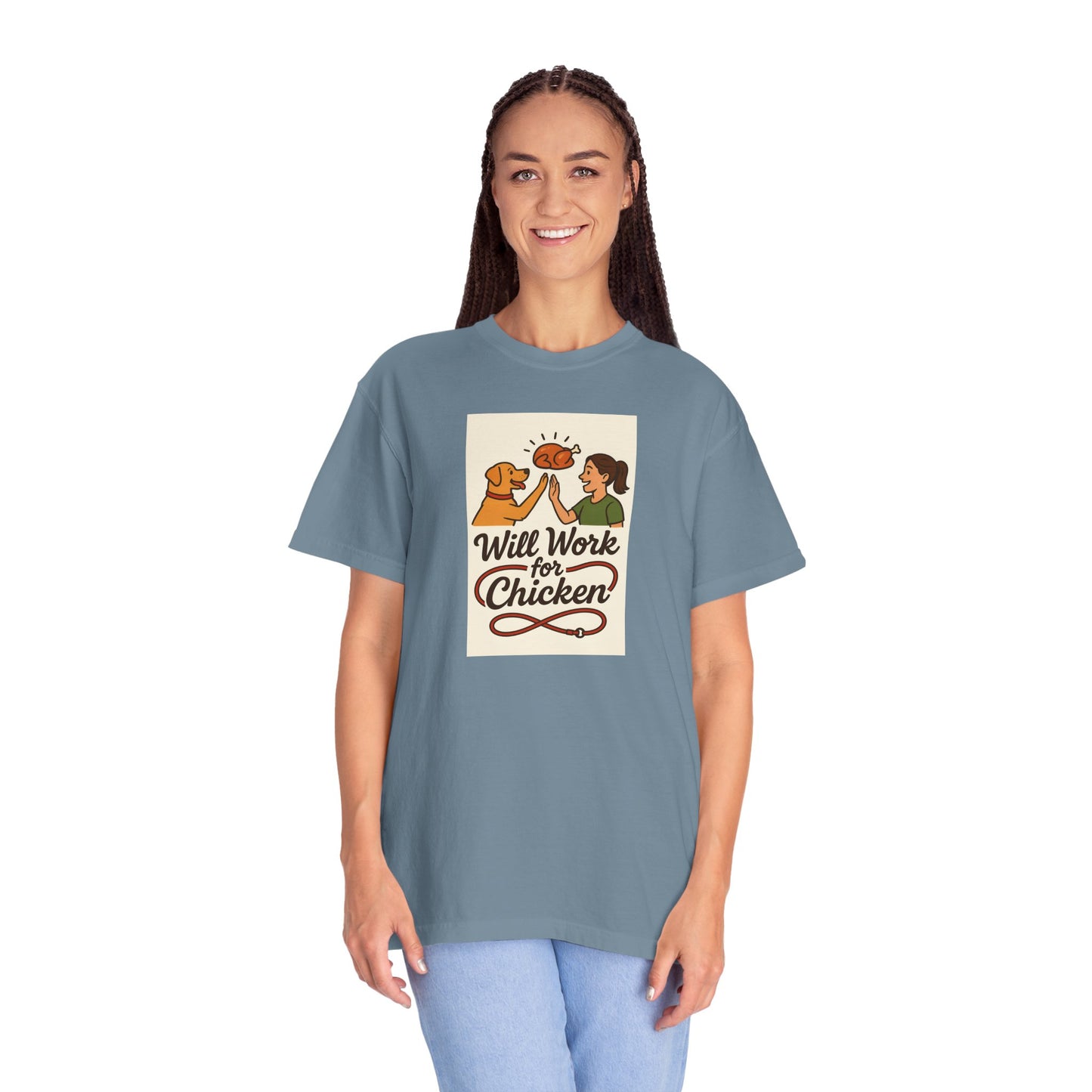 Will Work for Chicken Unisex T-Shirt | Pet Lover Gift, Funny Dog Tee, Casual Wear, Unique Animal Lover Apparel, Gift for Dog Parents