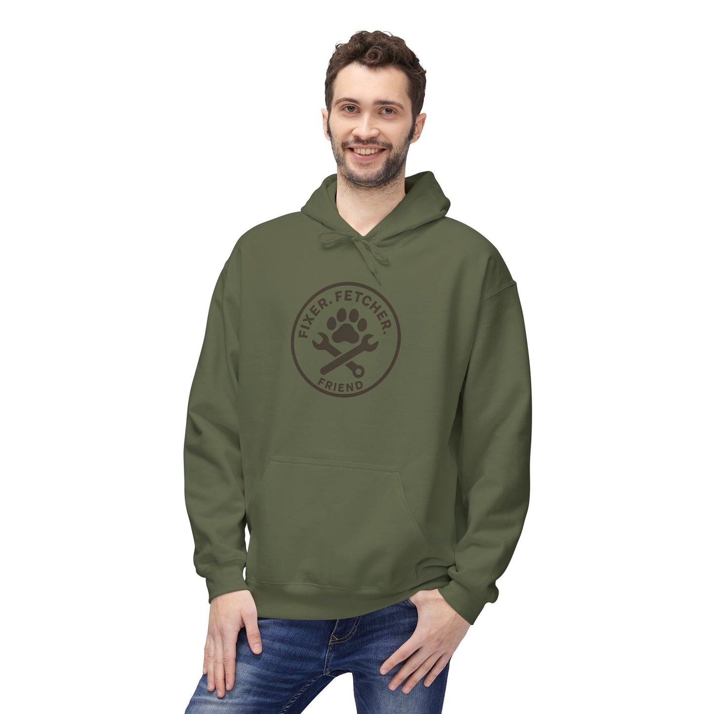 Dog Dad Fleece Hoodie, Unisex Softstyle Hooded Sweatshirt, Perfect Gift for Dog Lovers, Comfortable and Stylish