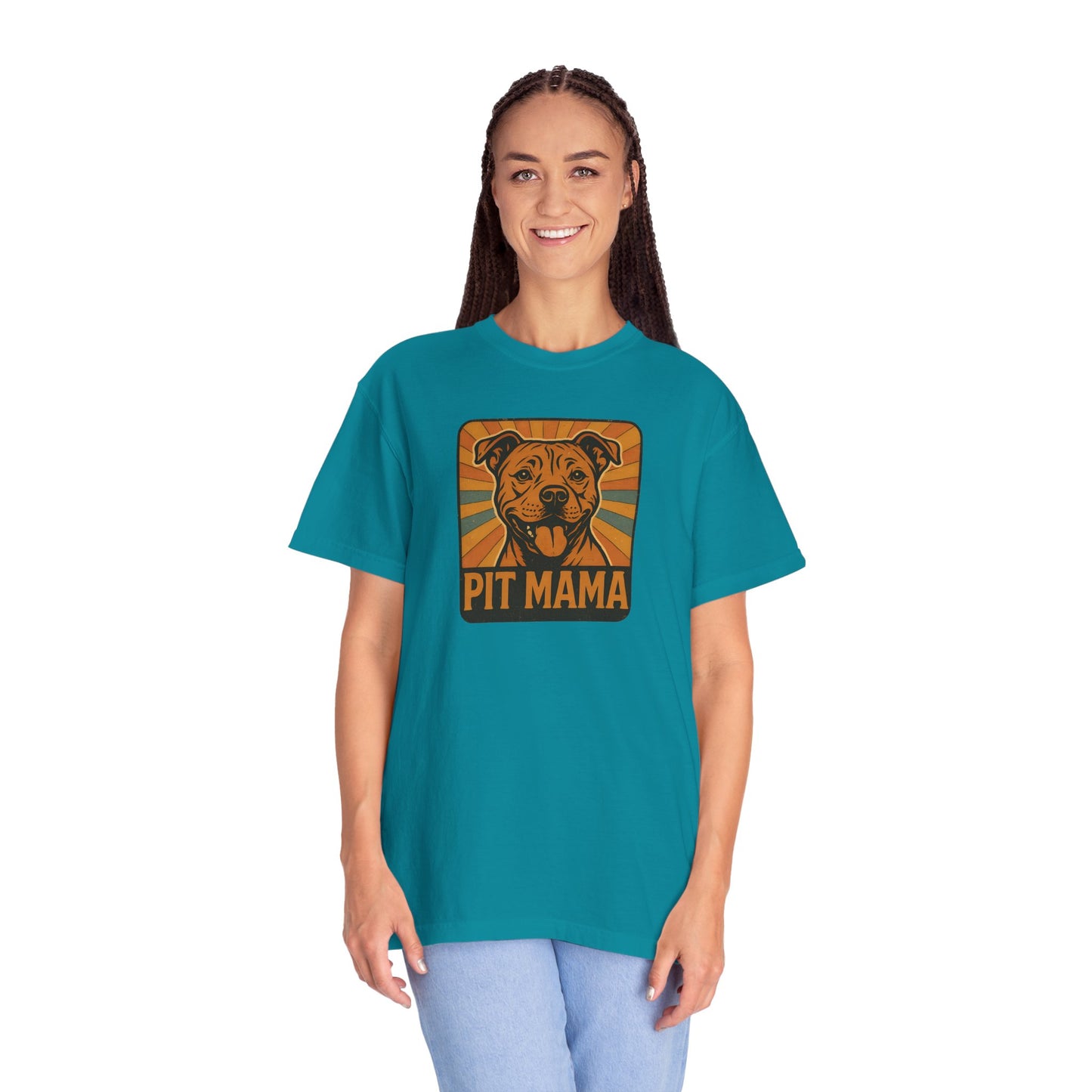 Pit Mama Unisex Garment-Dyed T-Shirt, Dog Lover Gift, Animal Rescue Tee, Pitbull Mom Shirt, Casual Wear, Pet Mom Apparel