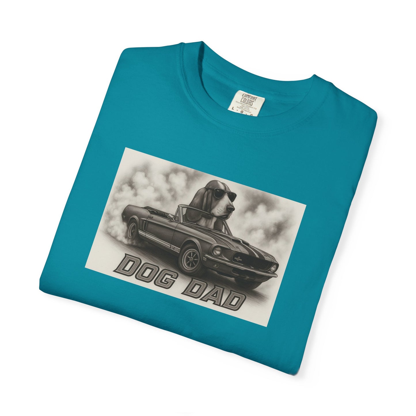 Dog Dad - Basset Hound - Cool Dogs in Cool Cars T-Shirt Collection | Funny Dog Lover Apparel for Men