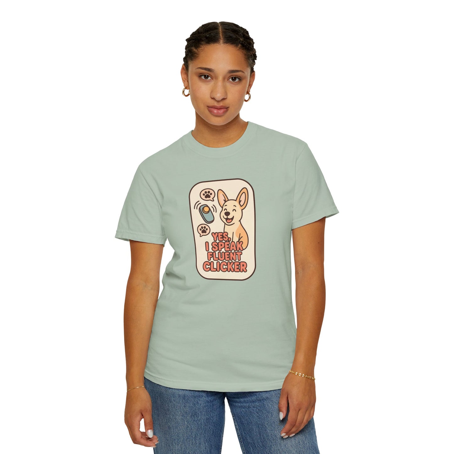 Yes, I Speak Fluent Clicker T-Shirt | Dog Trainer Gift, Animal Lover Apparel, Fun Pet Owner Top, Unique Graphic Tee, Funny Gift