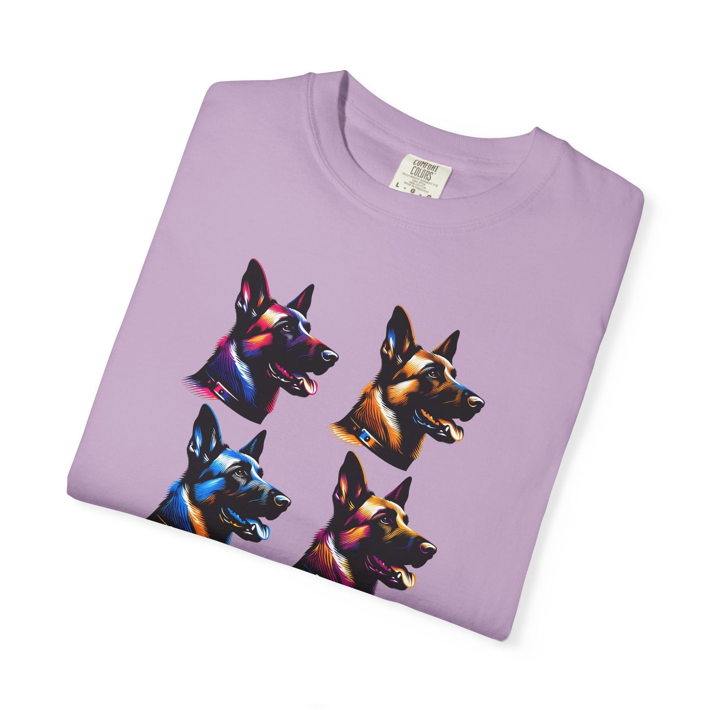 Colorful Belgium Malinois Portrait Unisex Garment-Dyed T-Shirt