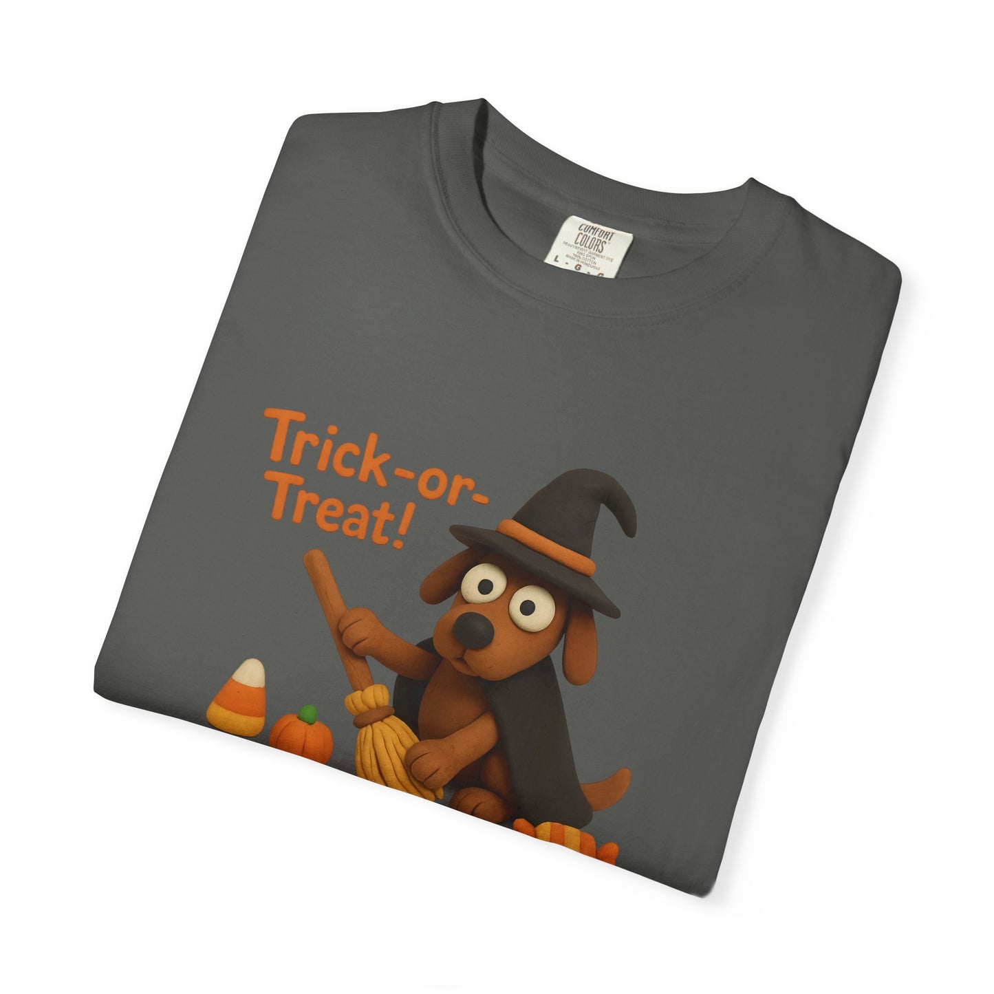 Cute Halloween Dog T-Shirt, Trick-or-Treat Shirt, Fall Apparel, Pet Lover Gift, Unisex Halloween Clothing, Animal Lover Tee
