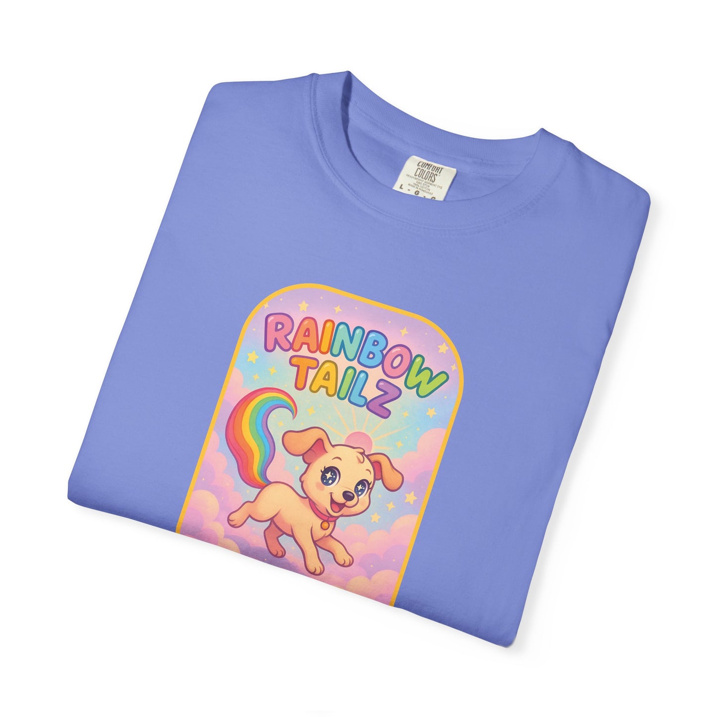 Cute Pet T-Shirt, Rainbow Tail Tee, Graphic Tee for Dog Lovers, Birthday Gift, Cozy Casual Wear, Mother's Day Gift